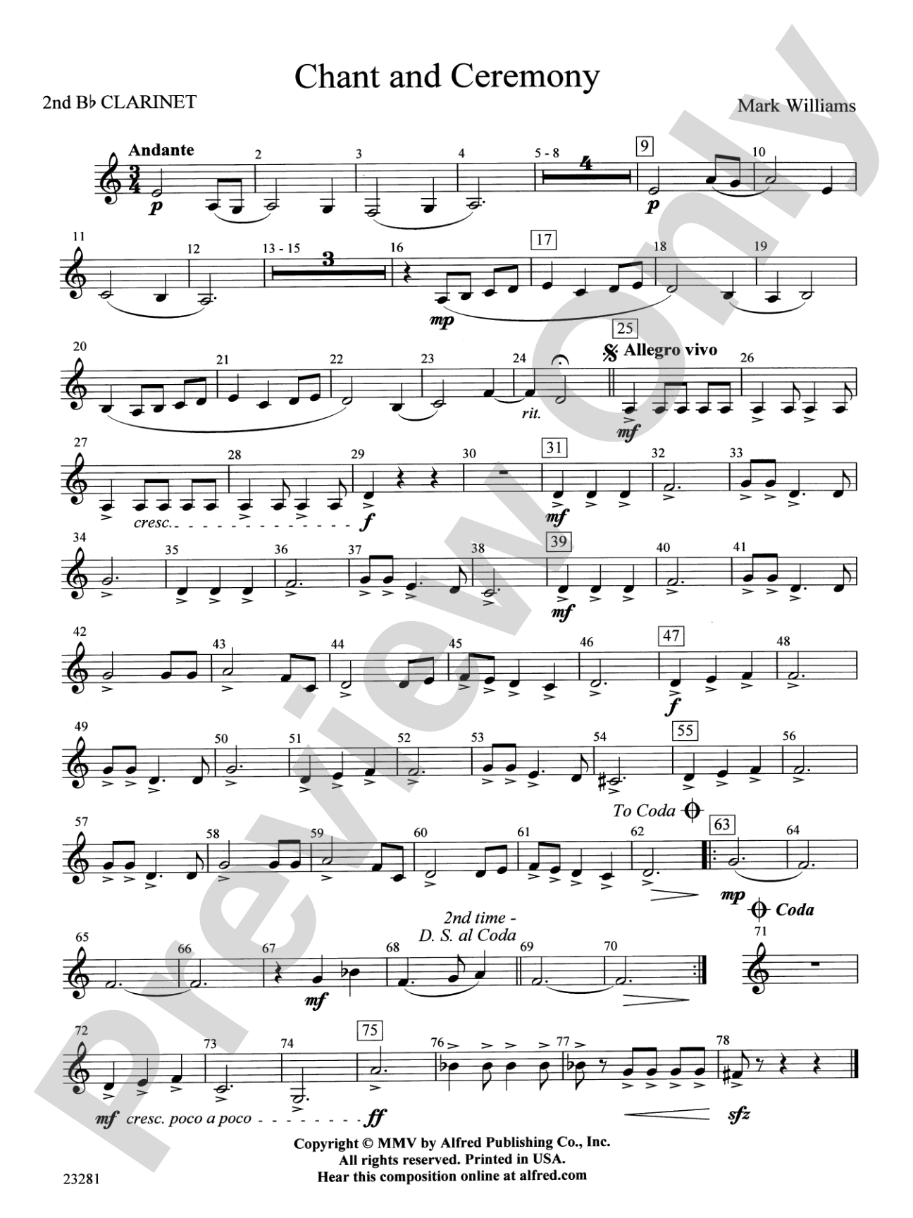 Chant and Ceremony: 2nd B-flat Clarinet