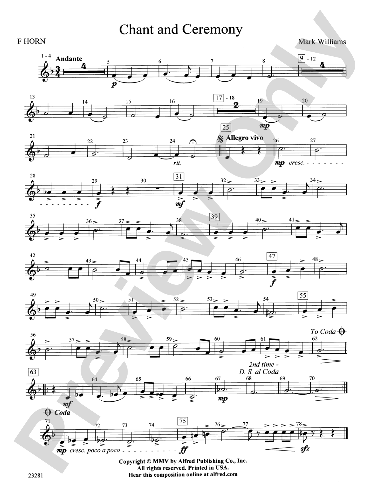 Chant and Ceremony: 1st F Horn