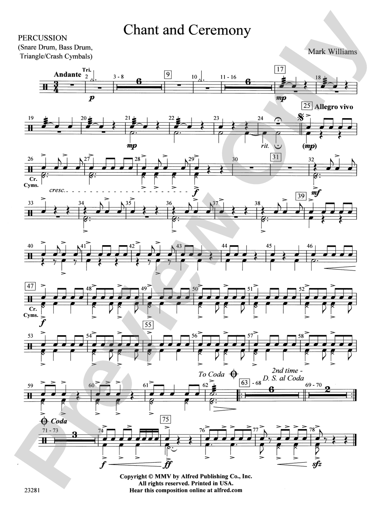 Chant and Ceremony: 1st Percussion