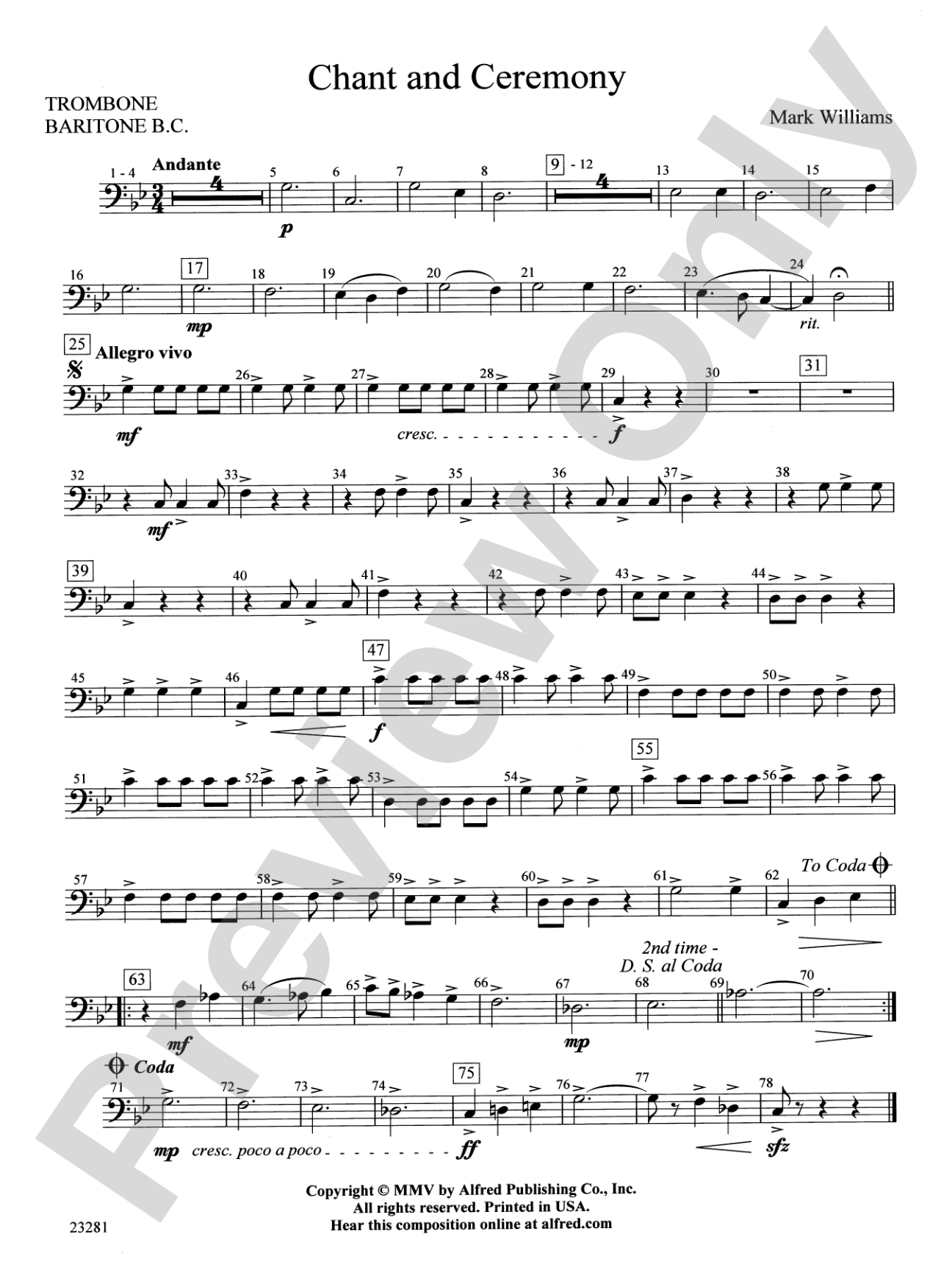 Chant and Ceremony: 1st Trombone