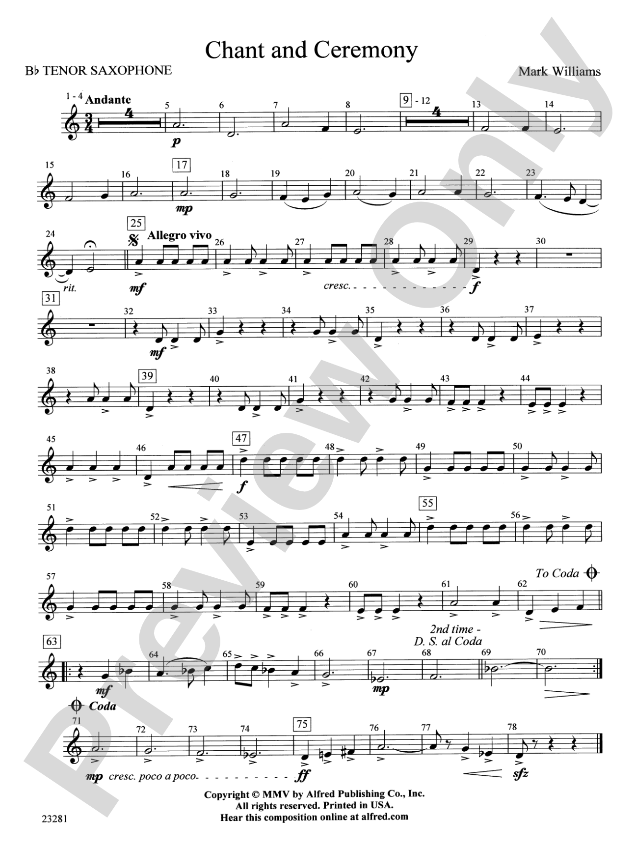 Chant and Ceremony: B-flat Tenor Saxophone