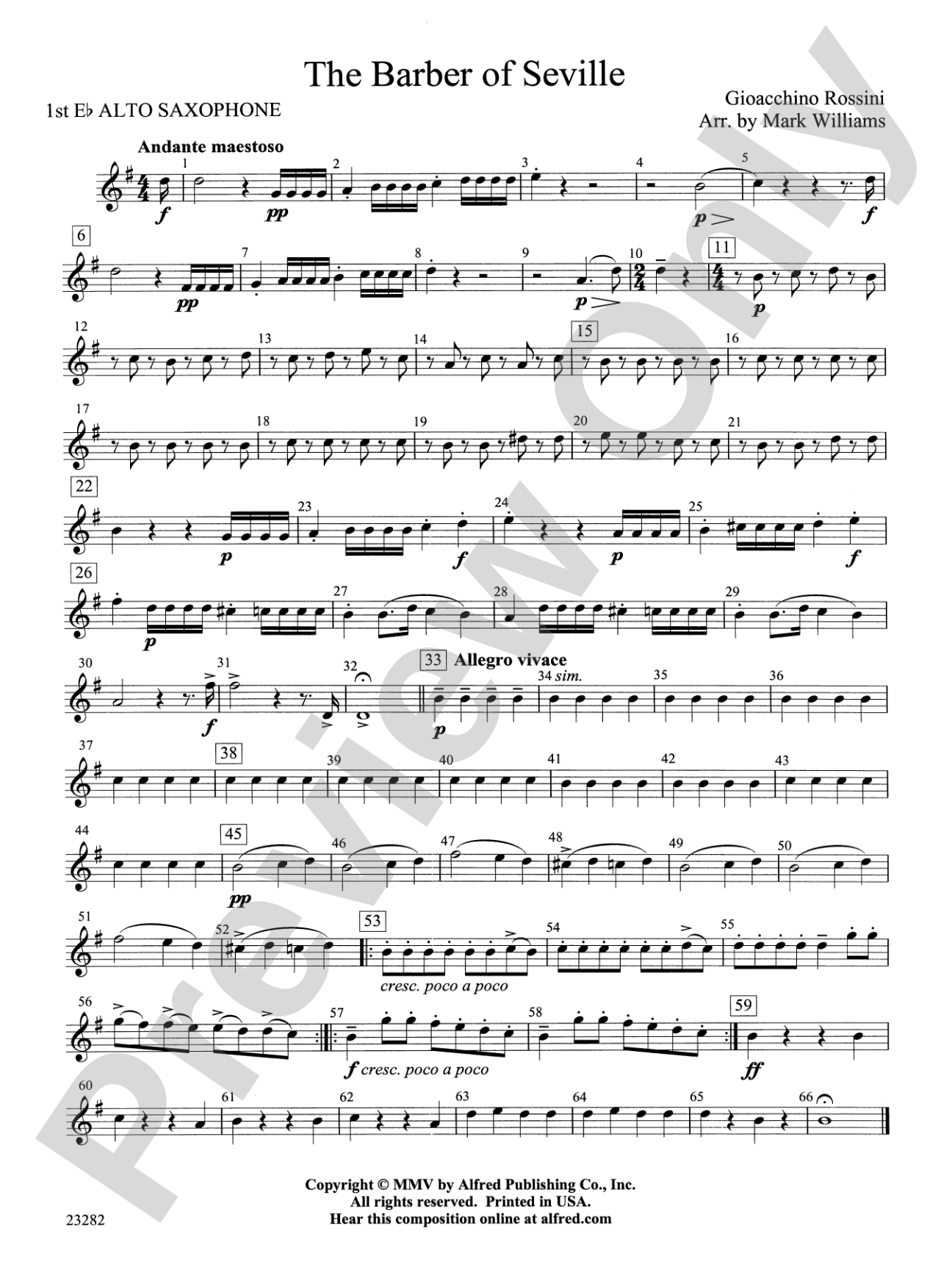 The Barber of Seville: E-flat Alto Saxophone