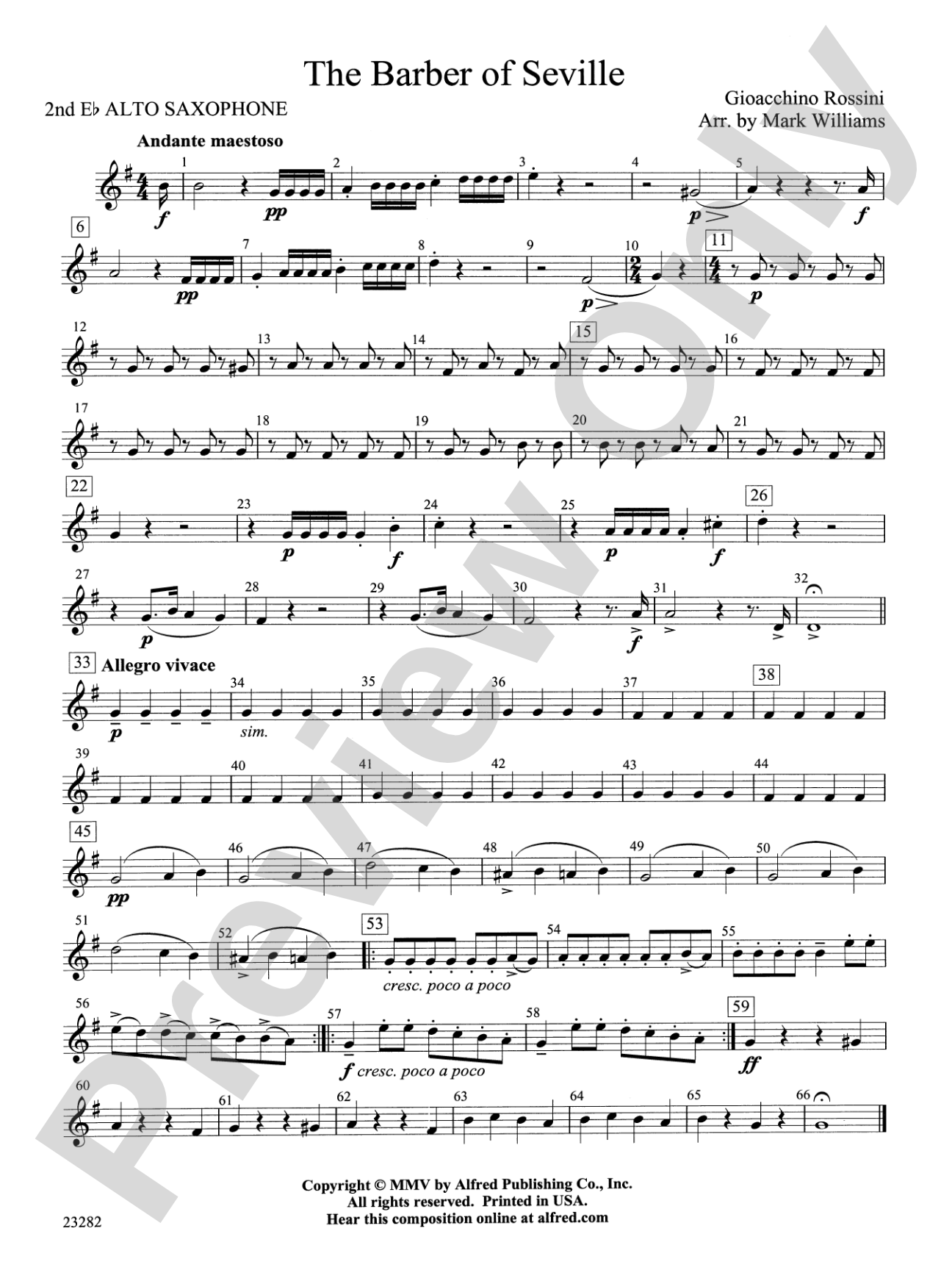 The Barber of Seville: 2nd E-flat Alto Saxophone