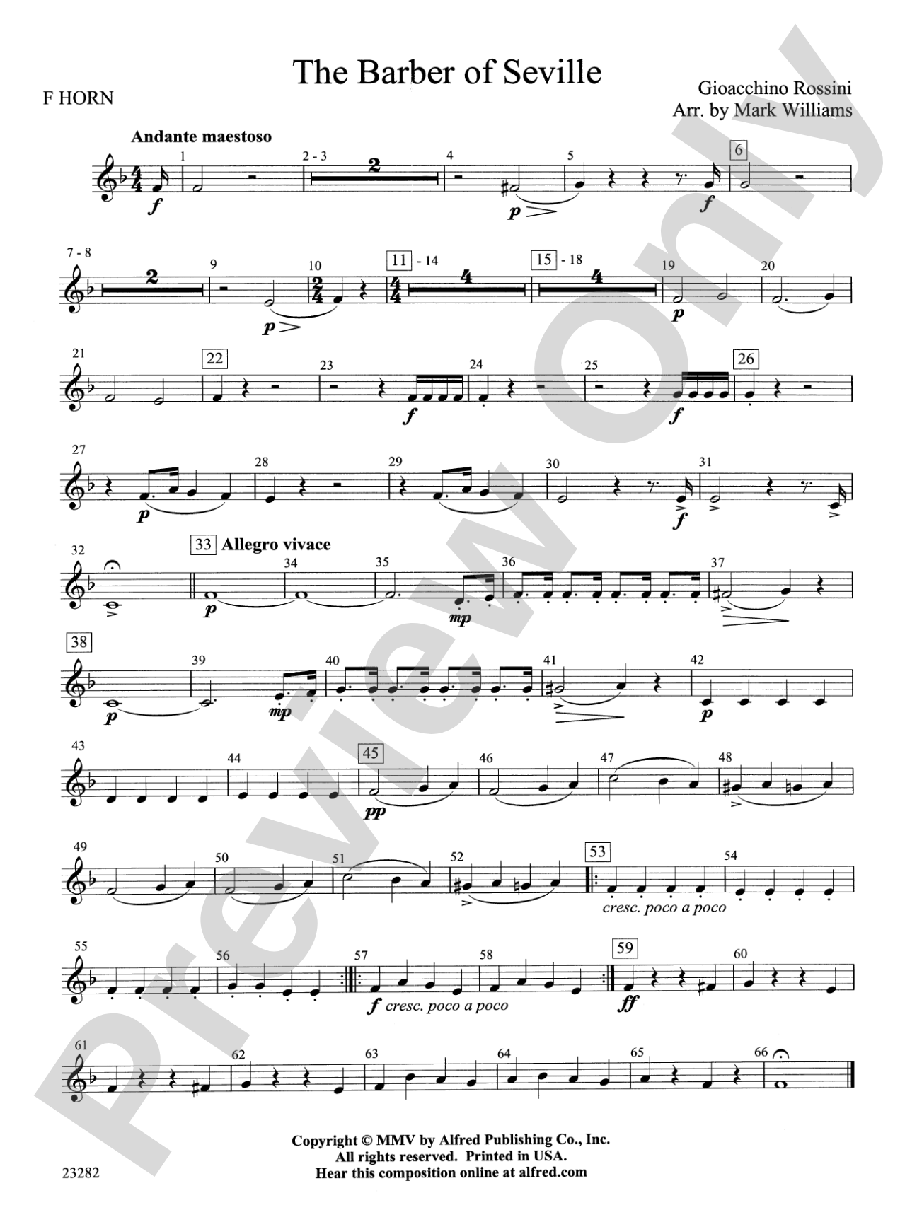 The Barber of Seville: 1st F Horn