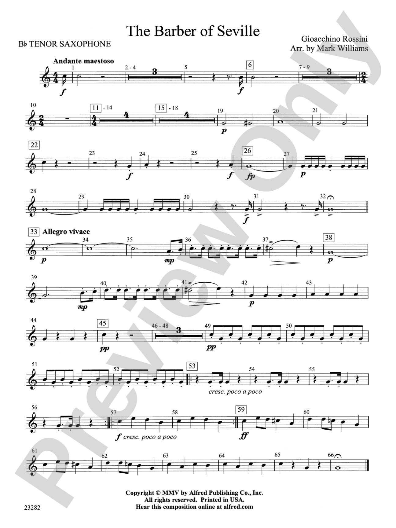 The Barber of Seville: B-flat Tenor Saxophone