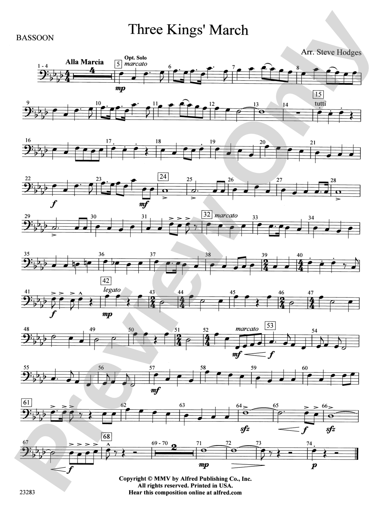 Three Kings' March: Bassoon