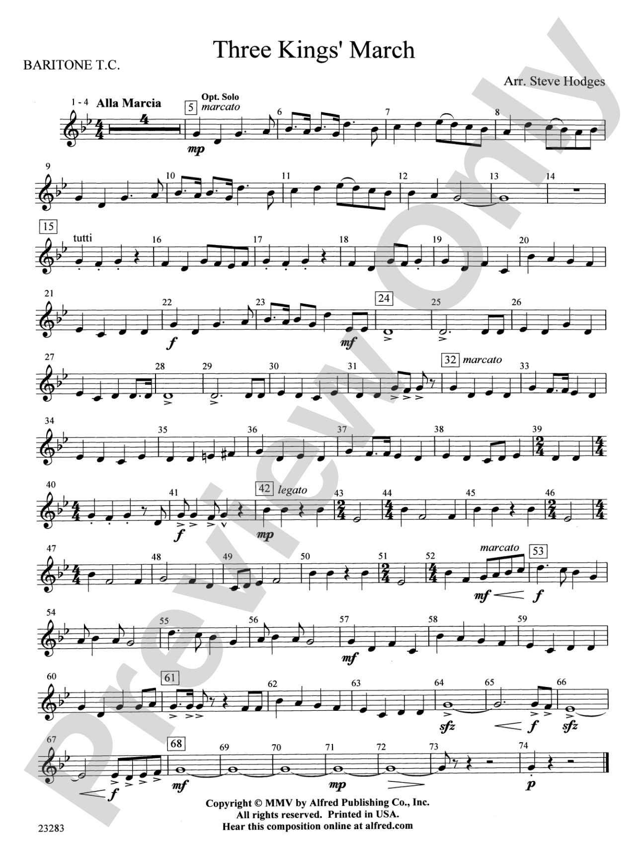 Three Kings' March: Baritone T.C.