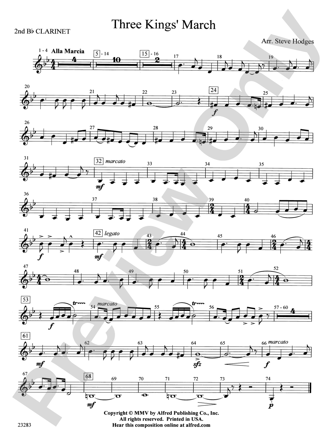 Three Kings' March: 2nd B-flat Clarinet