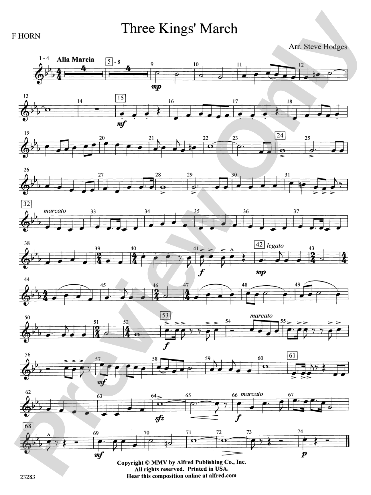Three Kings' March: 1st F Horn