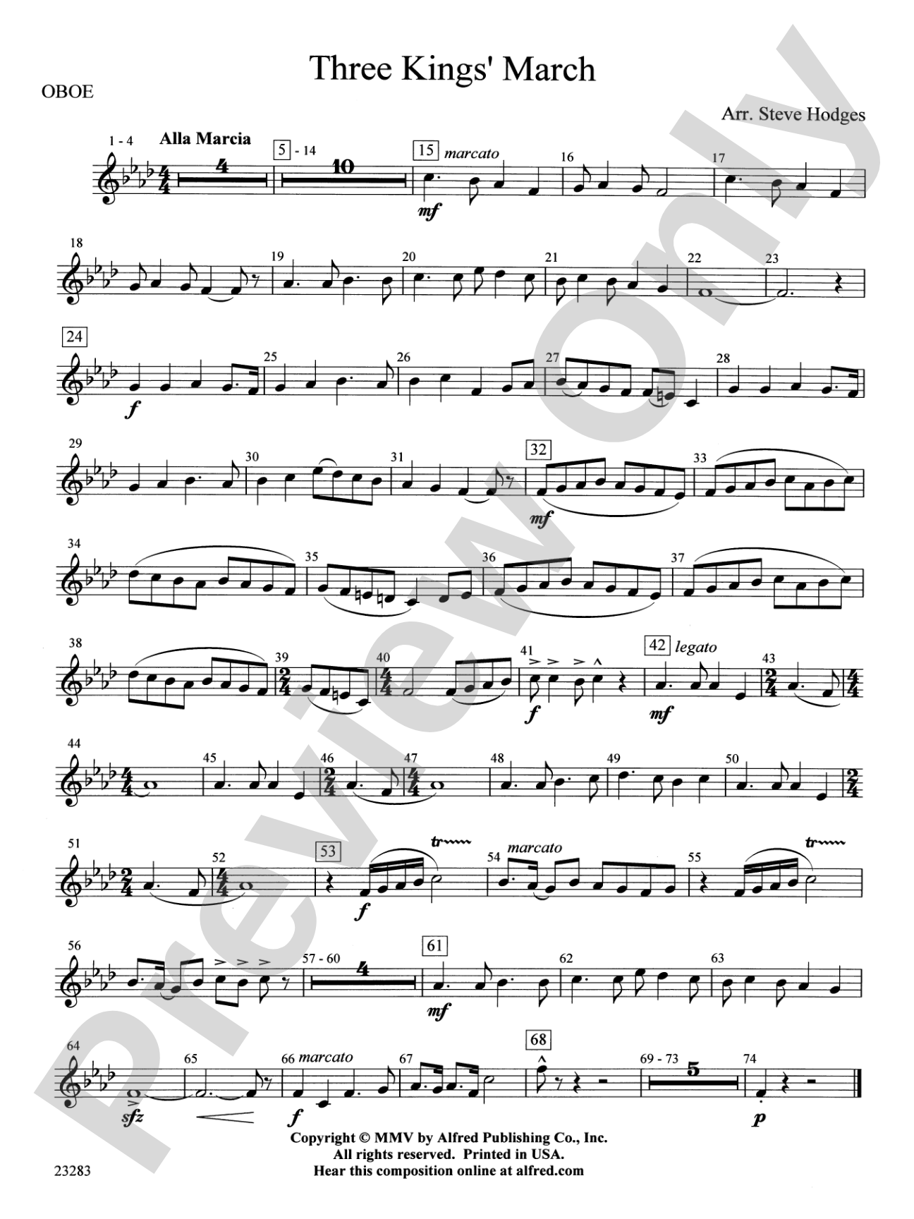 Three Kings' March: Oboe