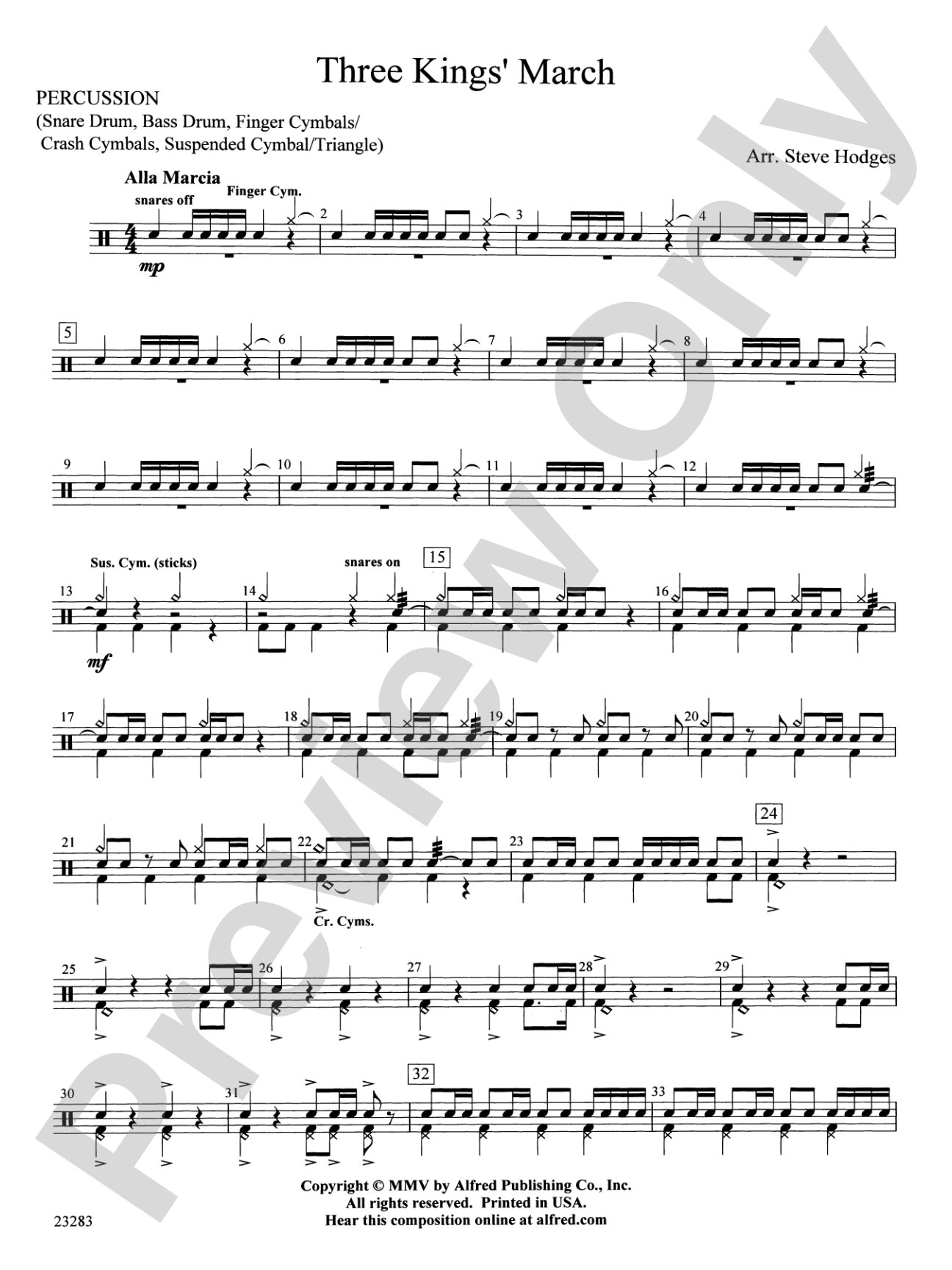 Three Kings' March: 1st Percussion