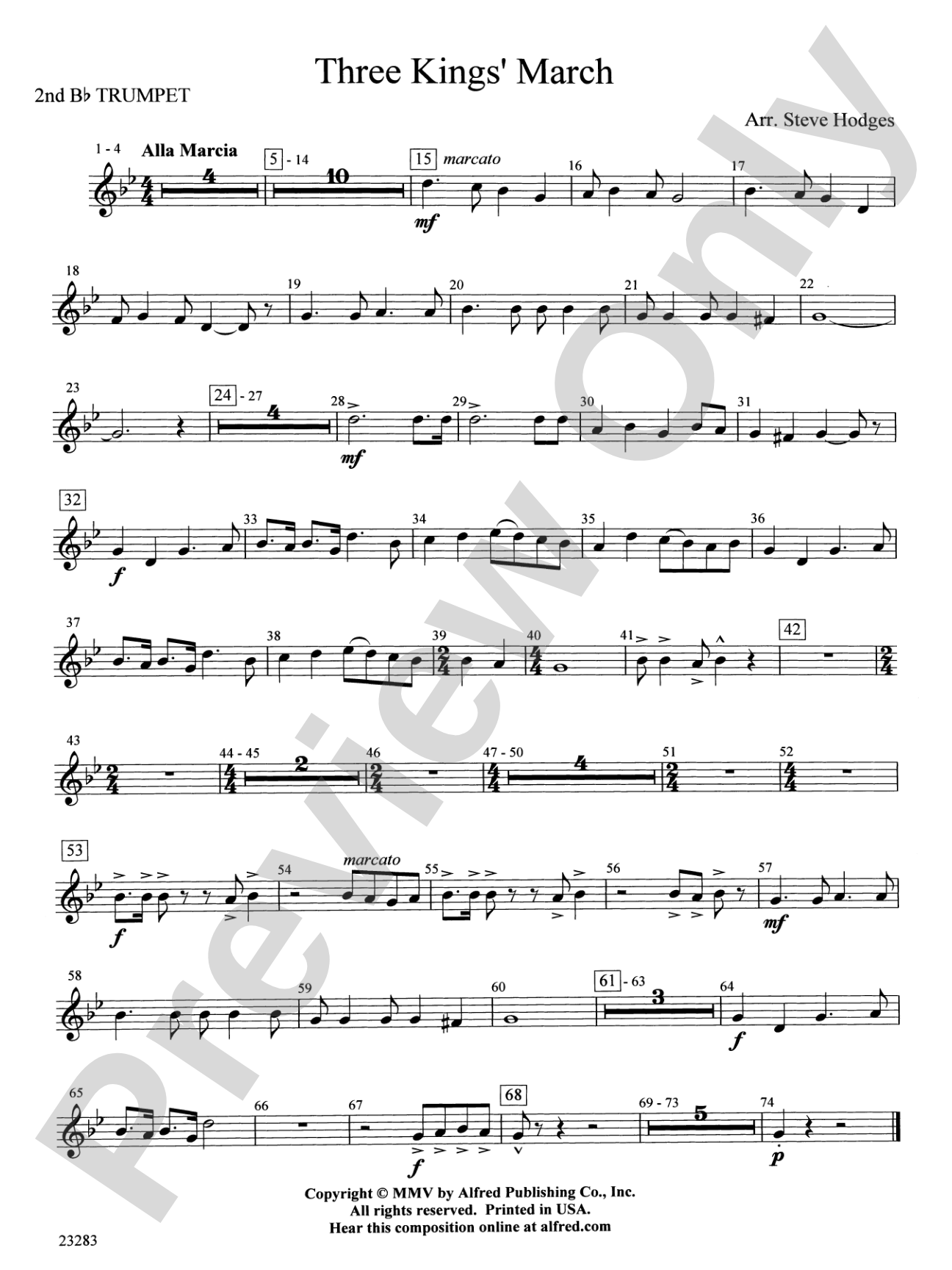 Three Kings' March: 2nd B-flat Trumpet