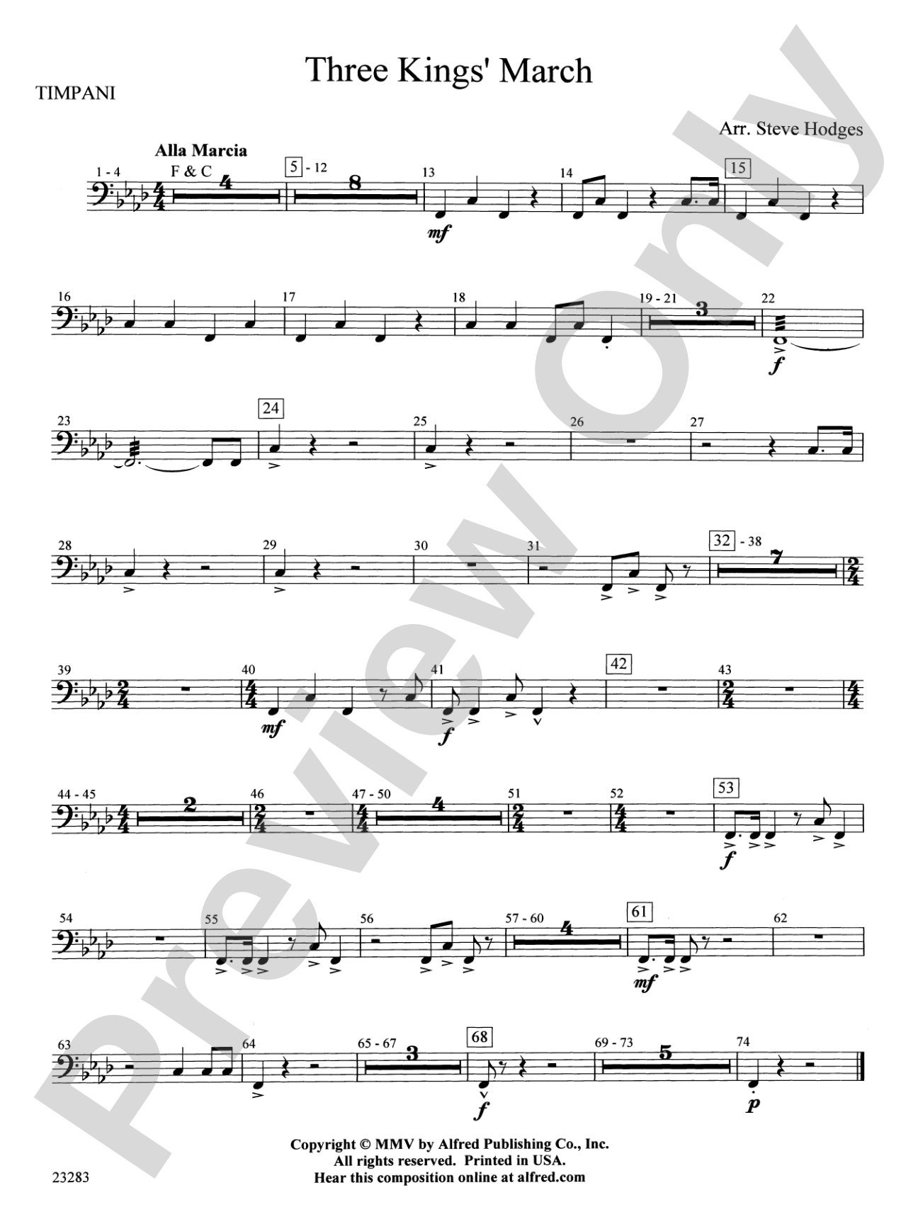 Three Kings' March: Timpani