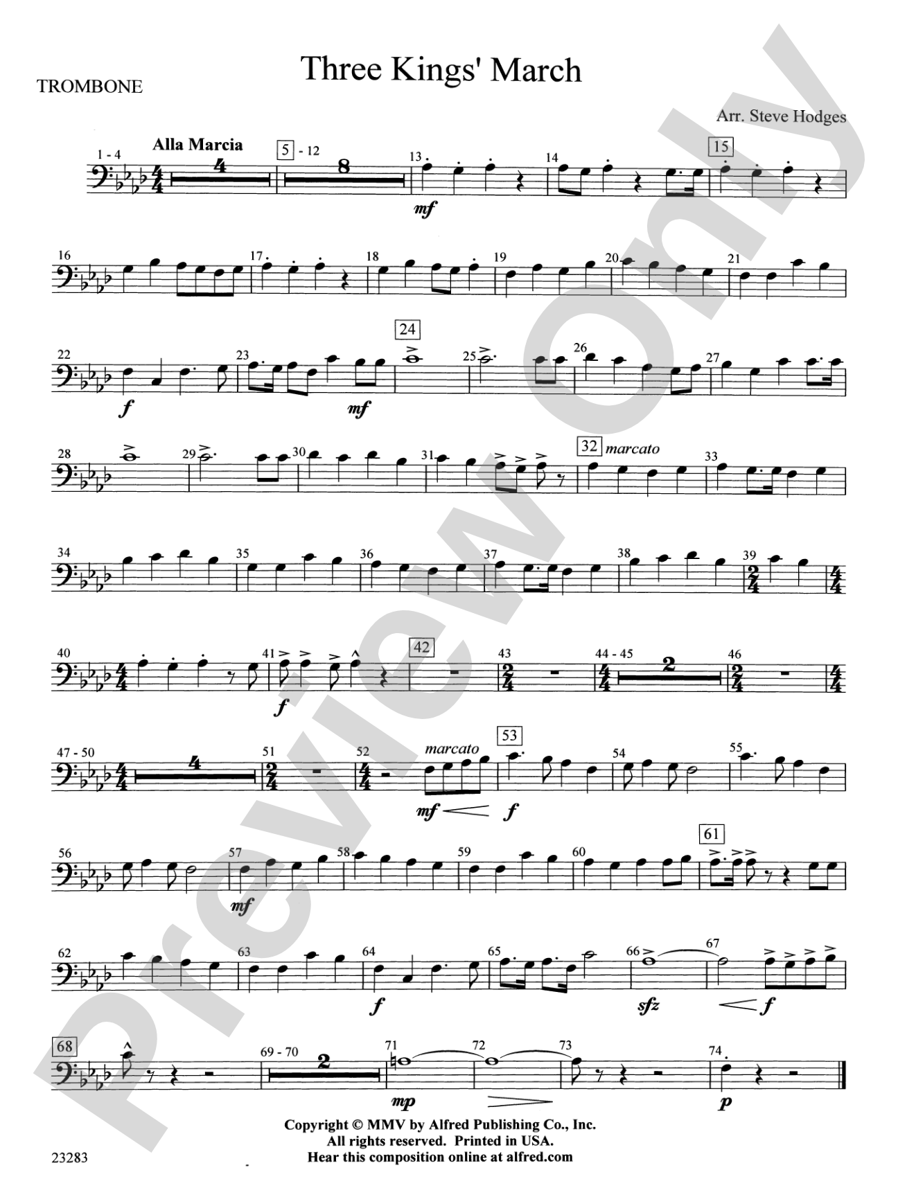 Three Kings' March: 1st Trombone