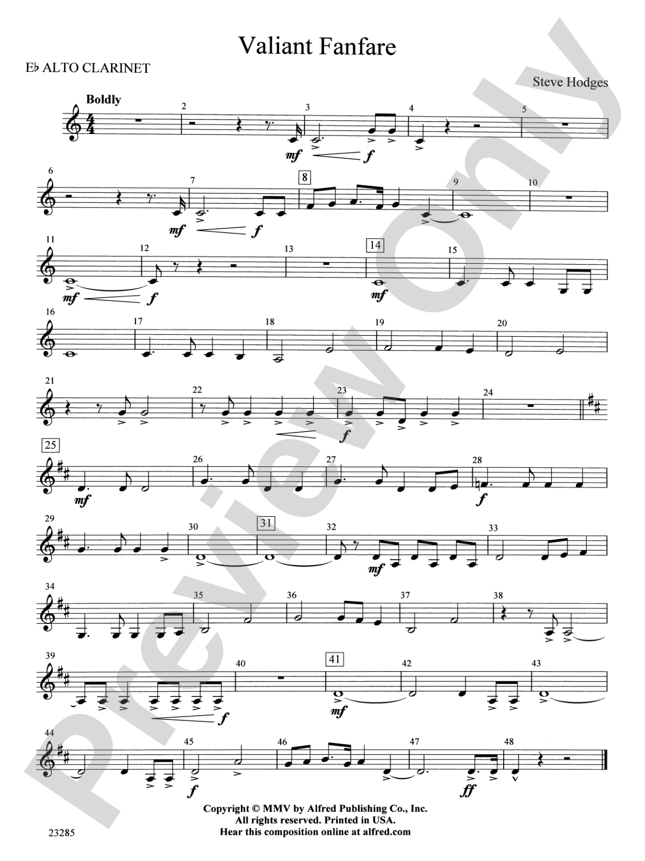 Valiant Fanfare: E-flat Alto Clarinet