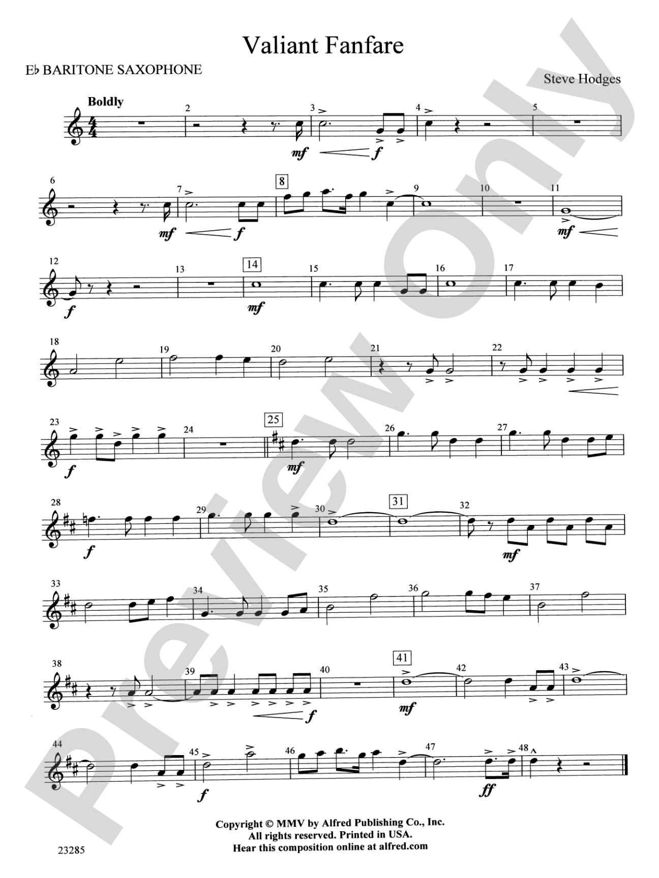 Valiant Fanfare: E-flat Baritone Saxophone