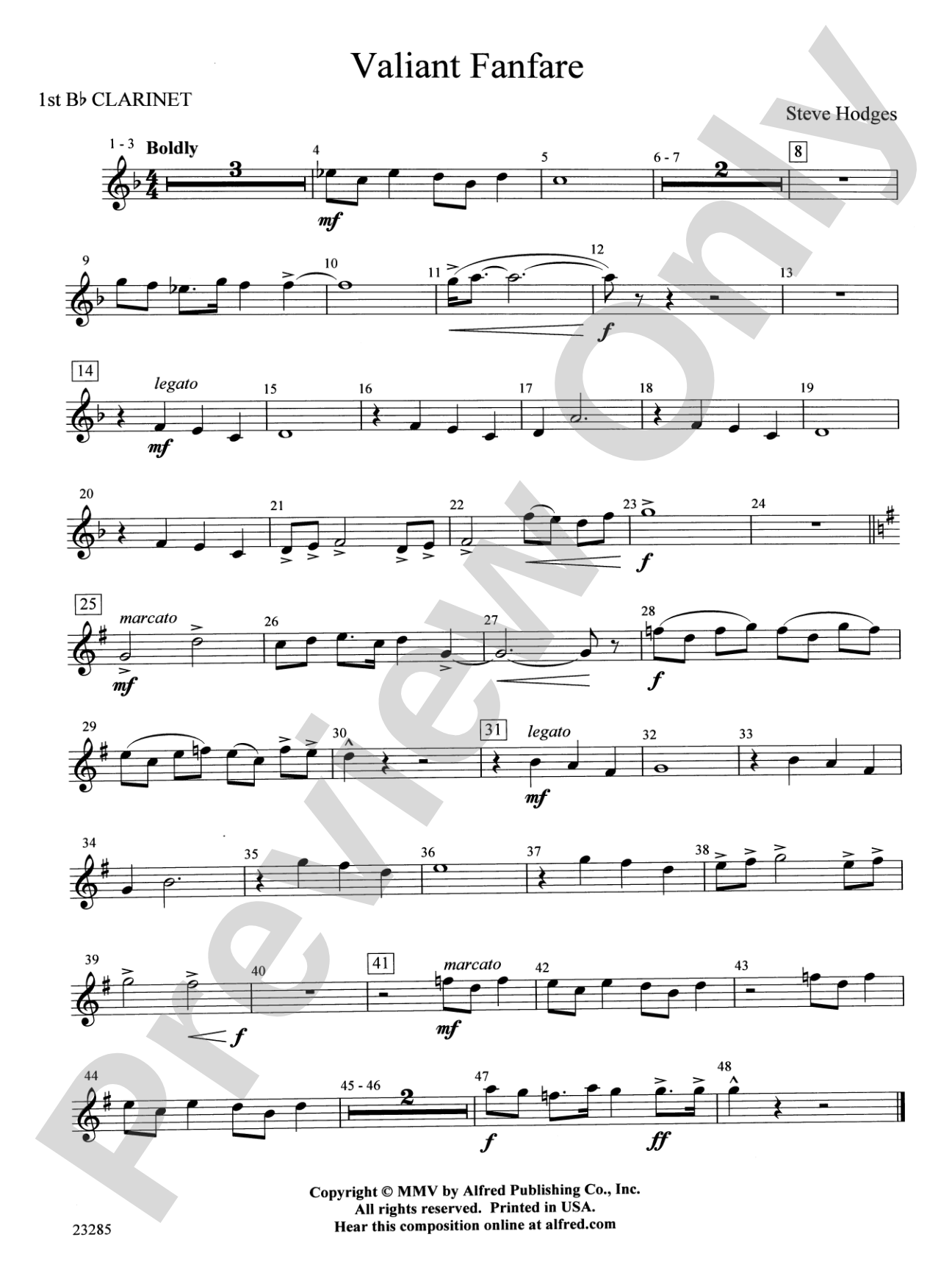 Valiant Fanfare: 1st B-flat Clarinet