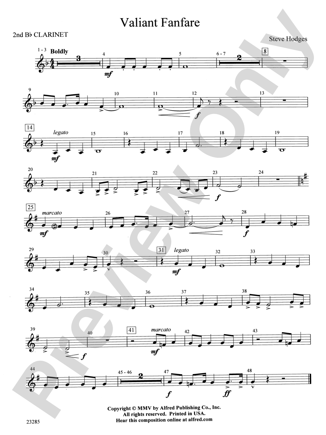 Valiant Fanfare: 2nd B-flat Clarinet