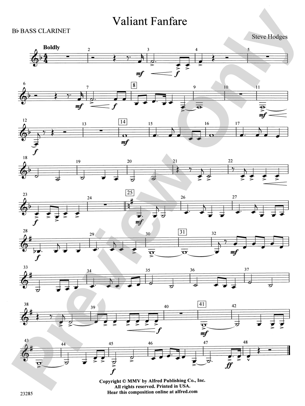 Valiant Fanfare: B-flat Bass Clarinet