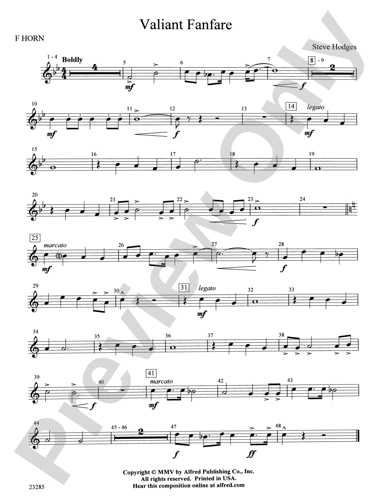 Valiant Fanfare: 1st F Horn