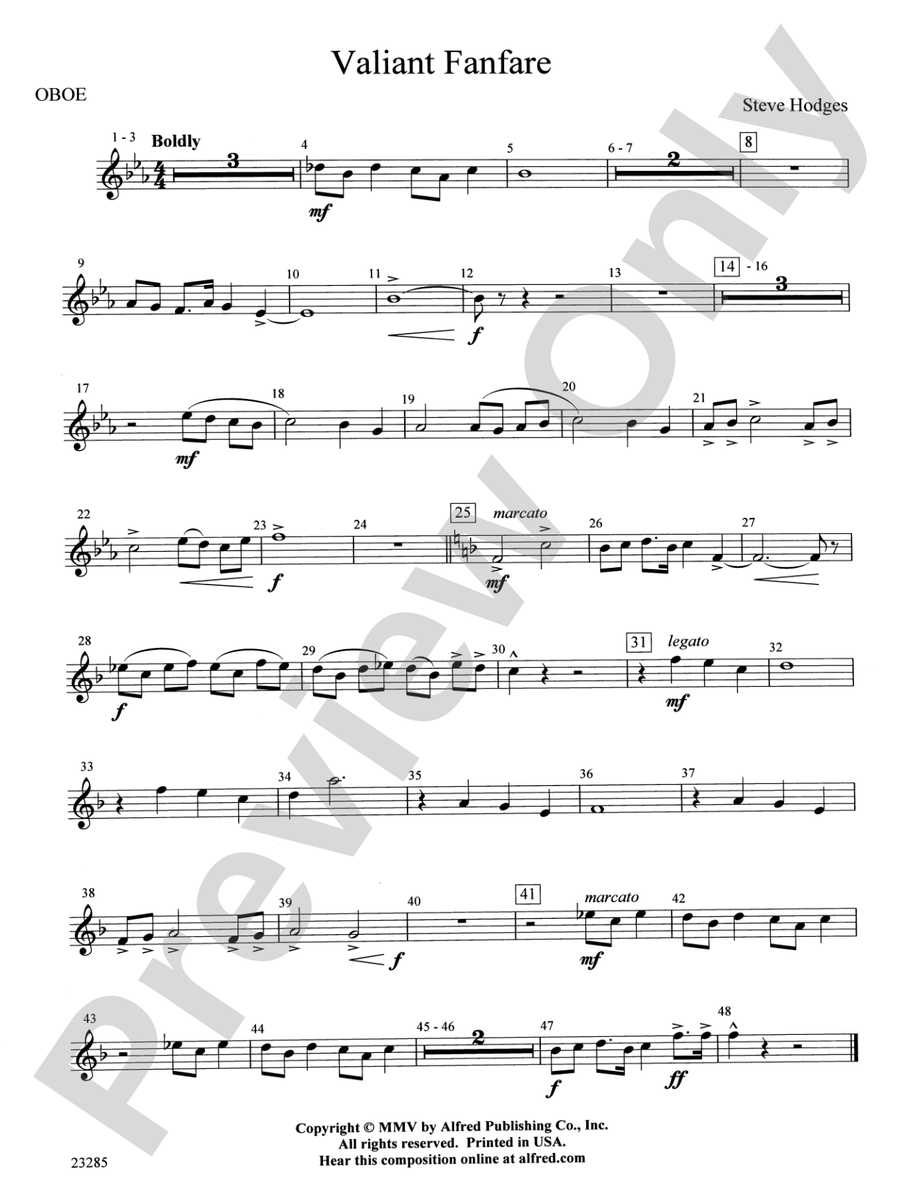 Valiant Fanfare: Oboe