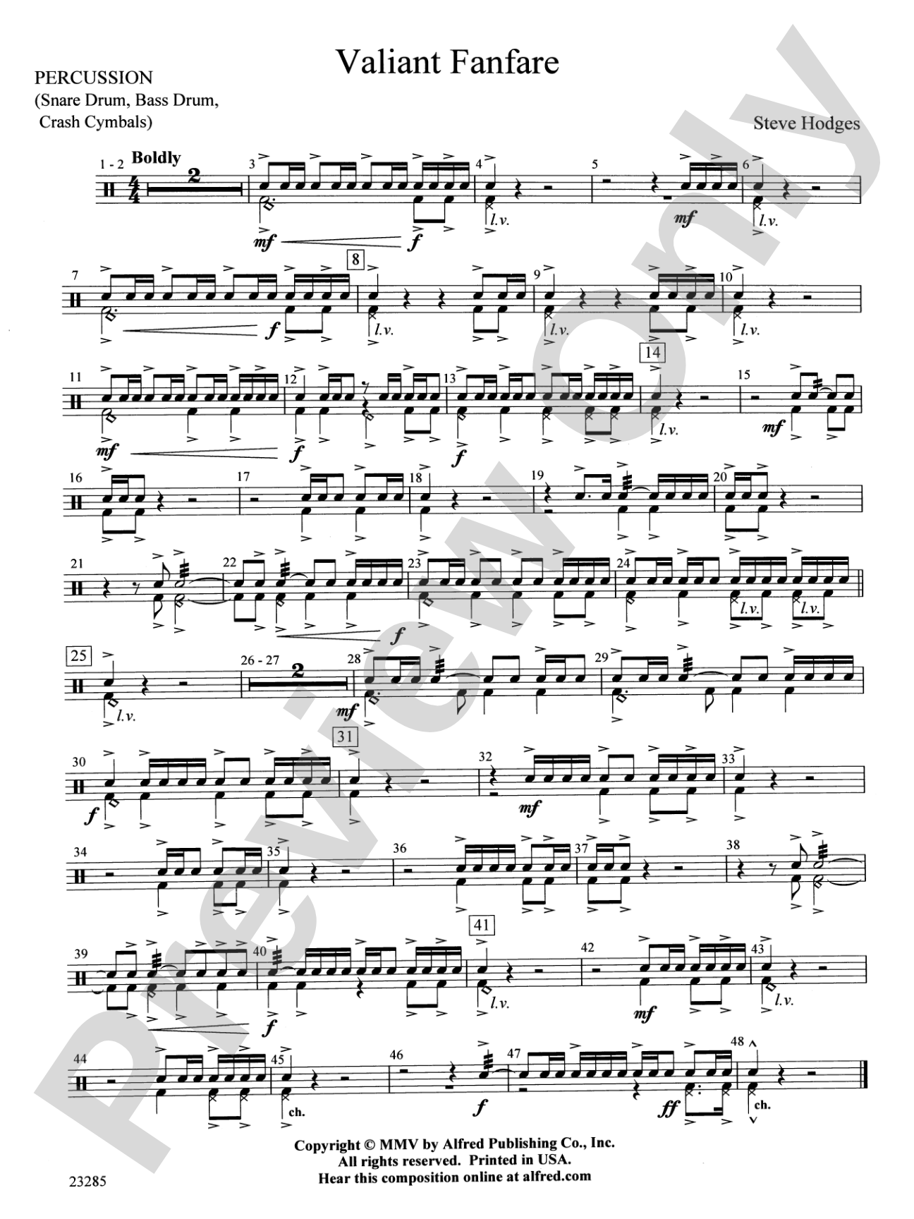 Valiant Fanfare: 1st Percussion