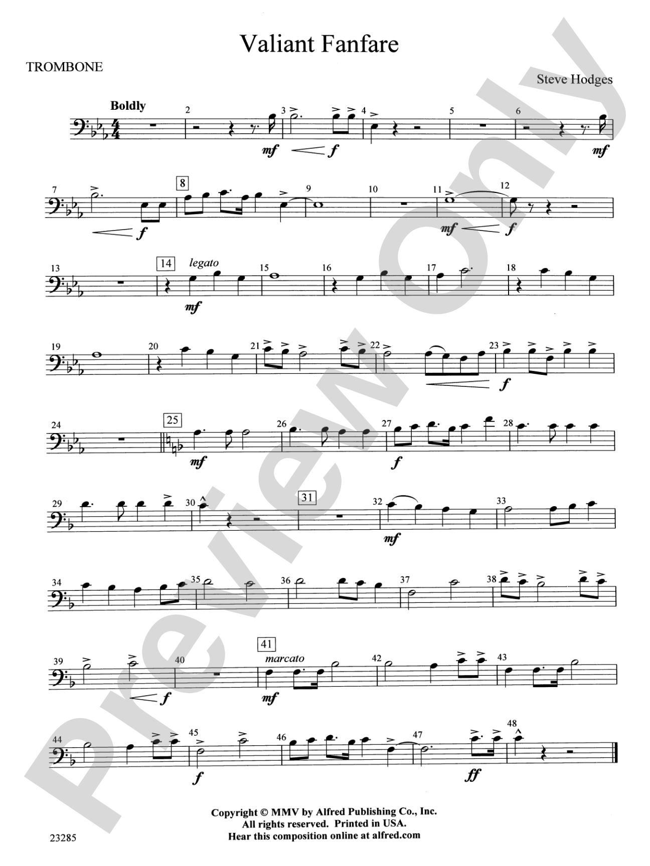 Valiant Fanfare: 1st Trombone