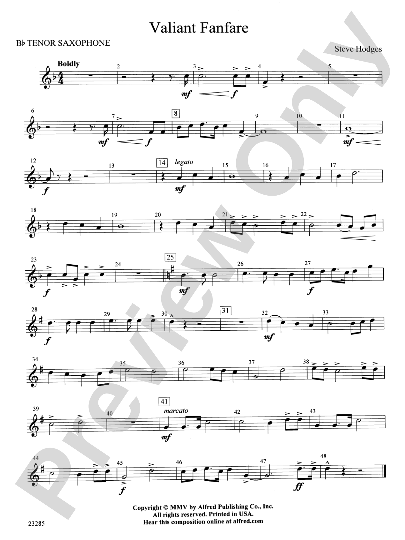 Valiant Fanfare: B-flat Tenor Saxophone