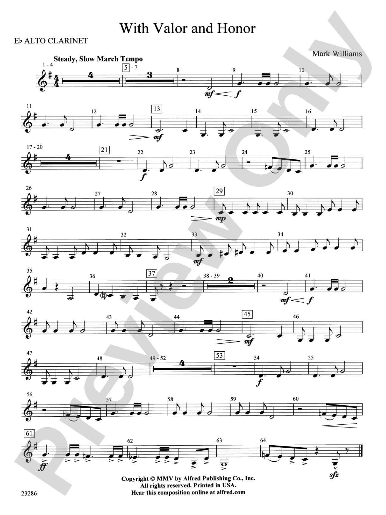 With Valor and Honor: E-flat Alto Clarinet