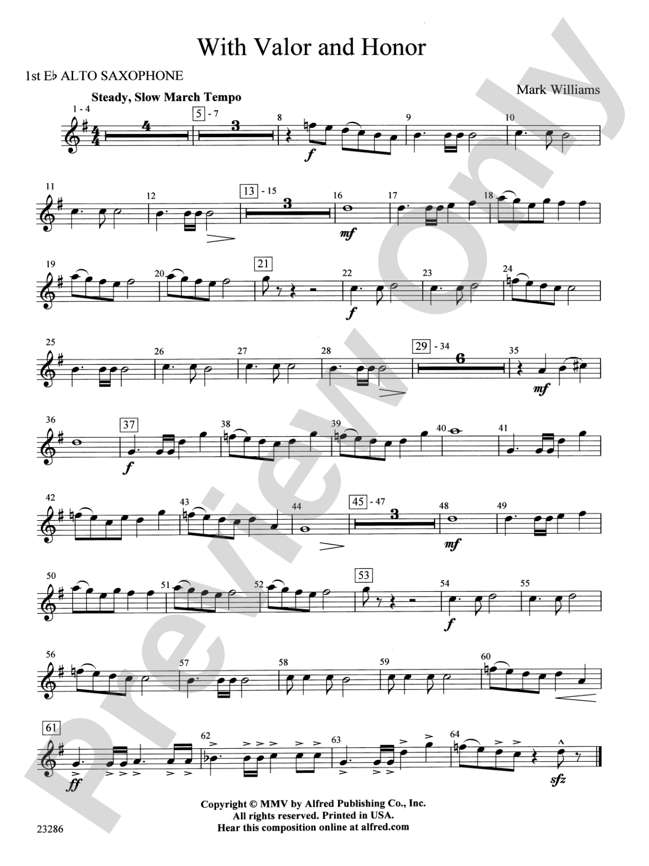 With Valor and Honor: E-flat Alto Saxophone