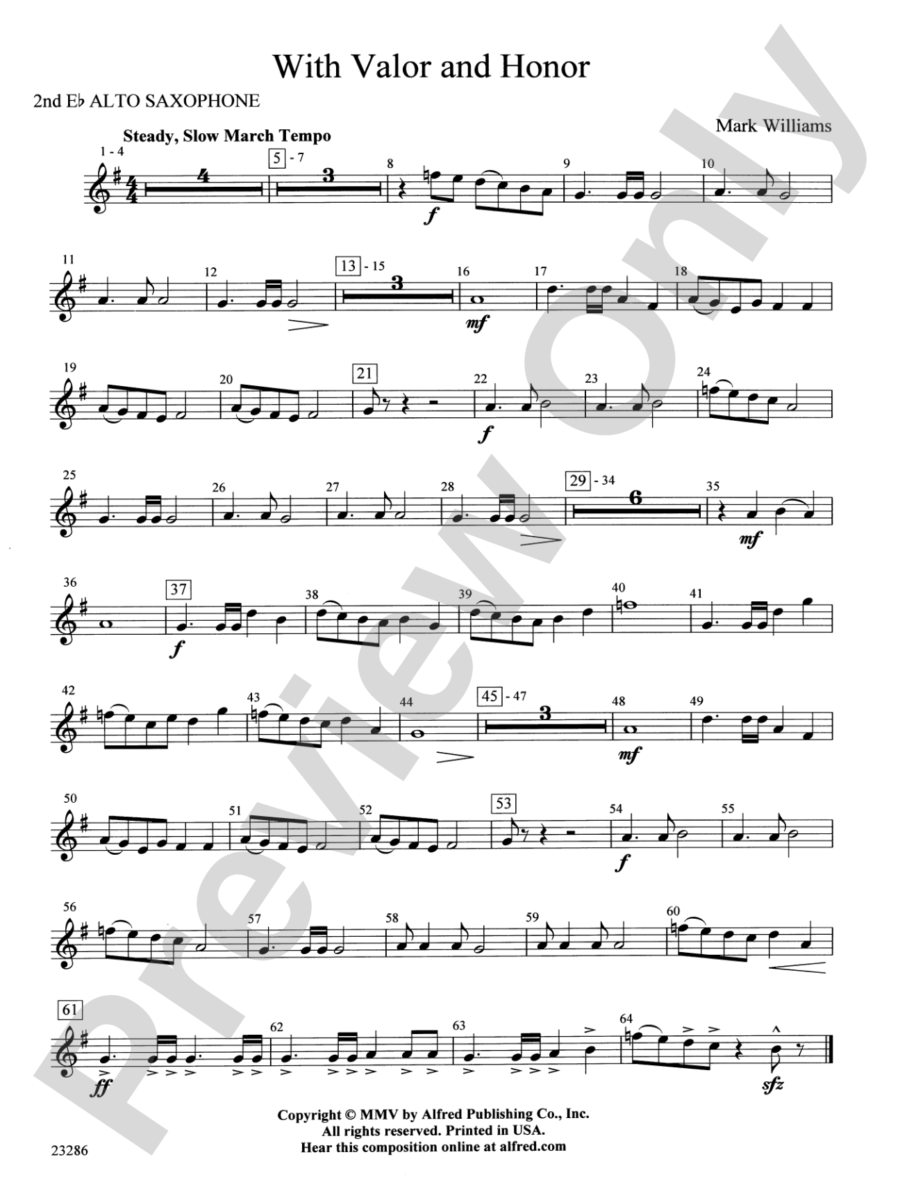 With Valor and Honor: 2nd E-flat Alto Saxophone