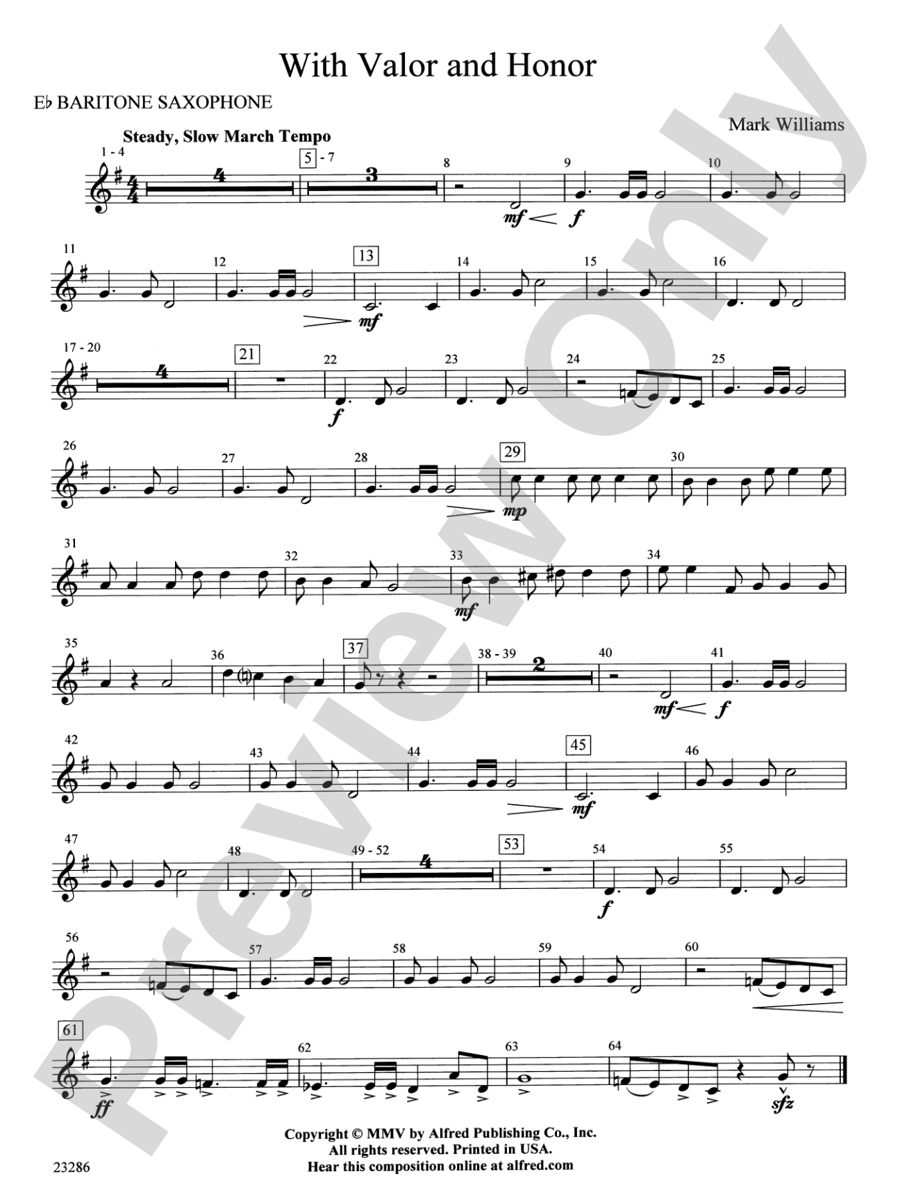 With Valor and Honor: E-flat Baritone Saxophone