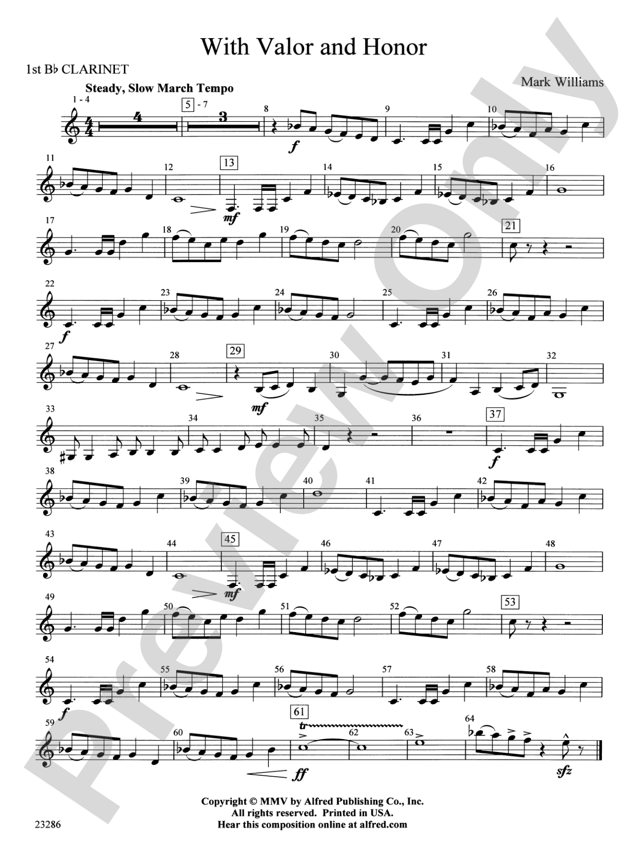 With Valor and Honor: 1st B-flat Clarinet