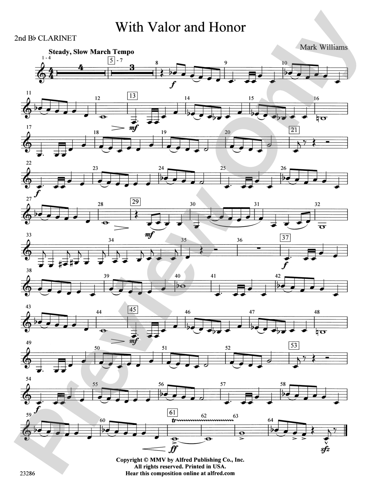 With Valor and Honor: 2nd B-flat Clarinet