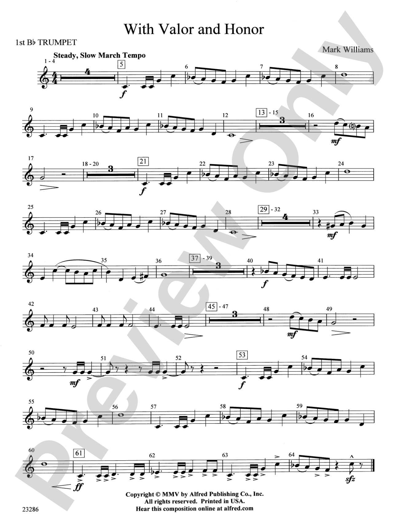With Valor and Honor: 1st B-flat Trumpet