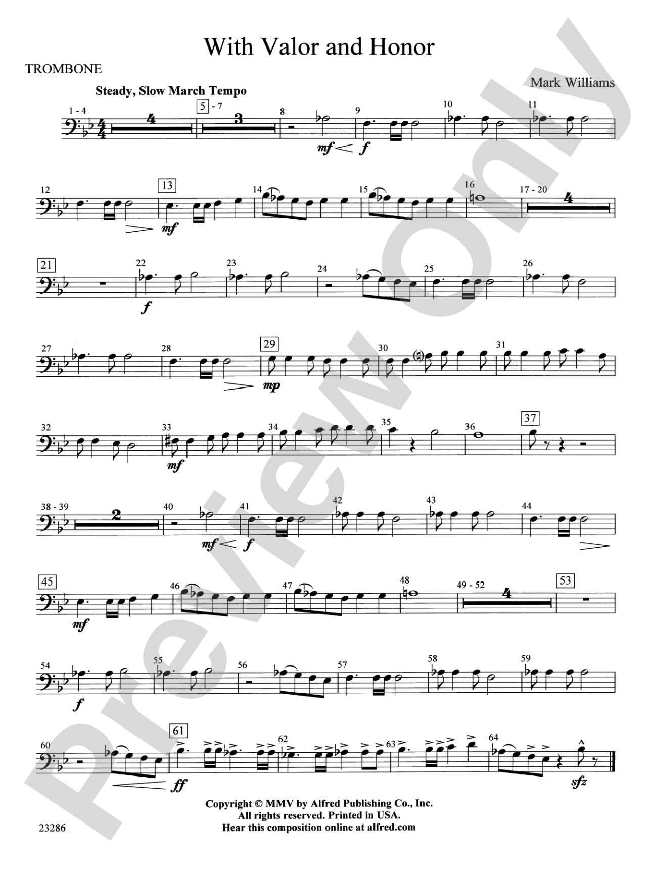With Valor and Honor: 1st Trombone