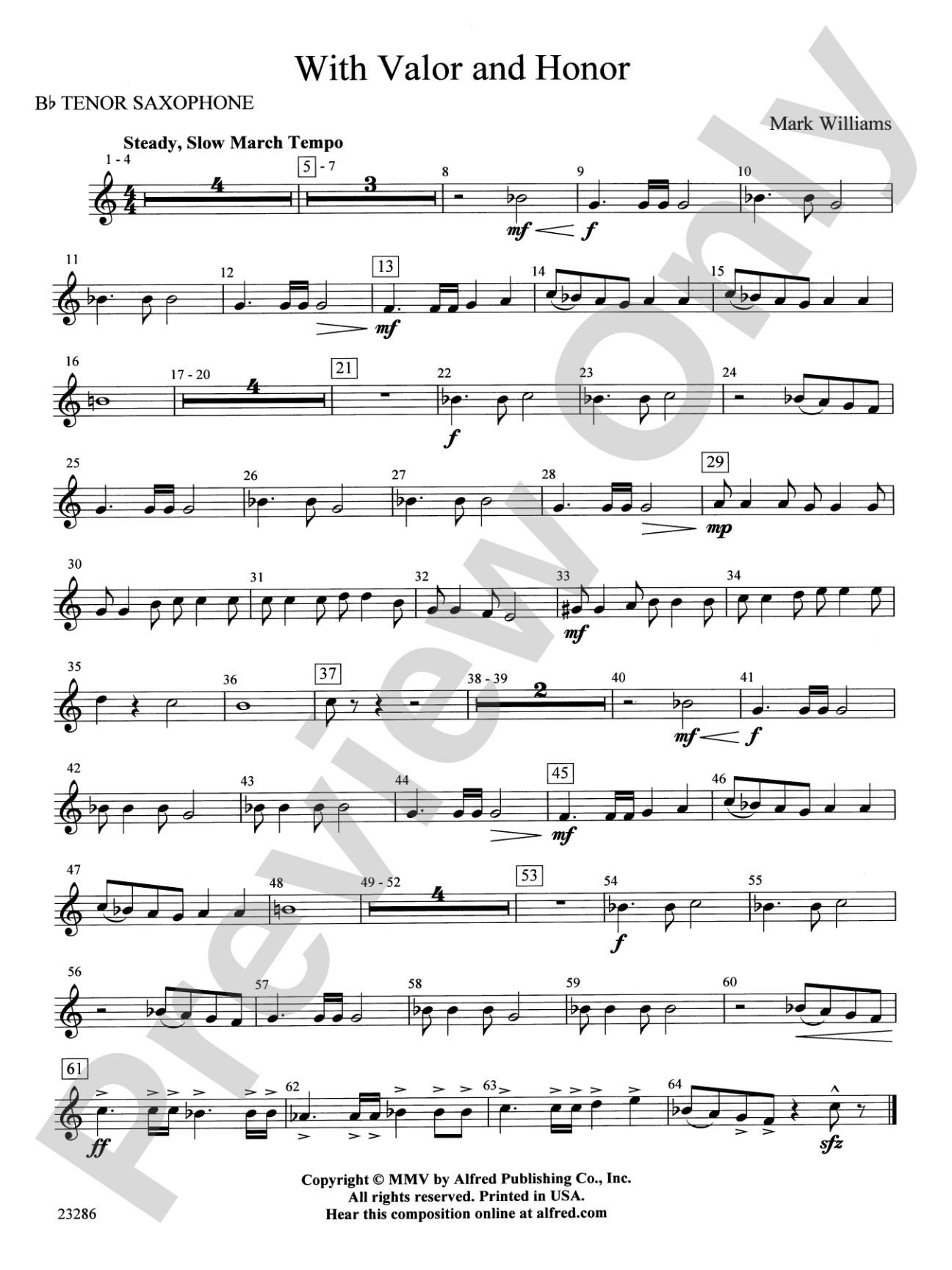 With Valor and Honor: B-flat Tenor Saxophone