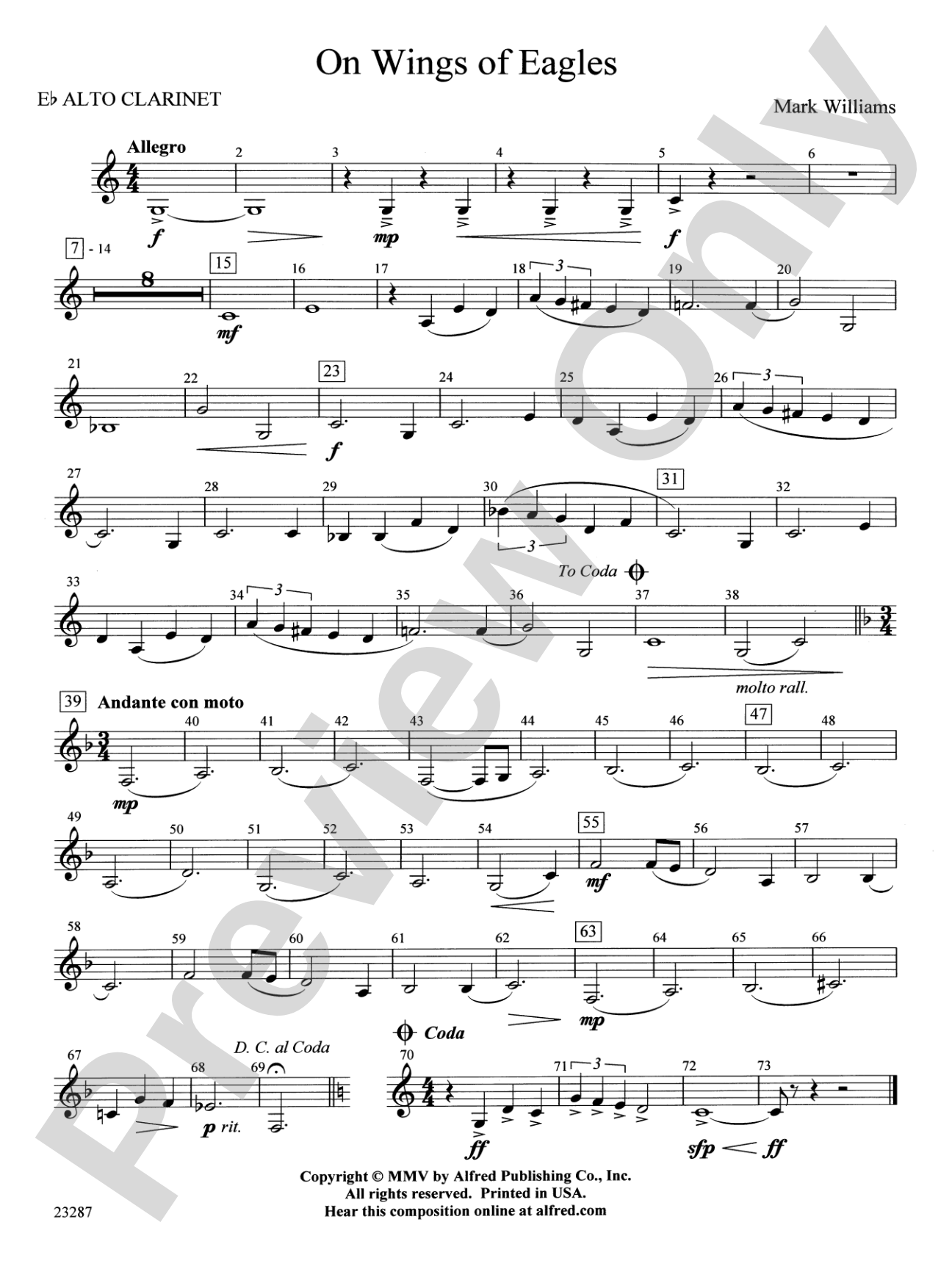 On Wings of Eagles: E-flat Alto Clarinet