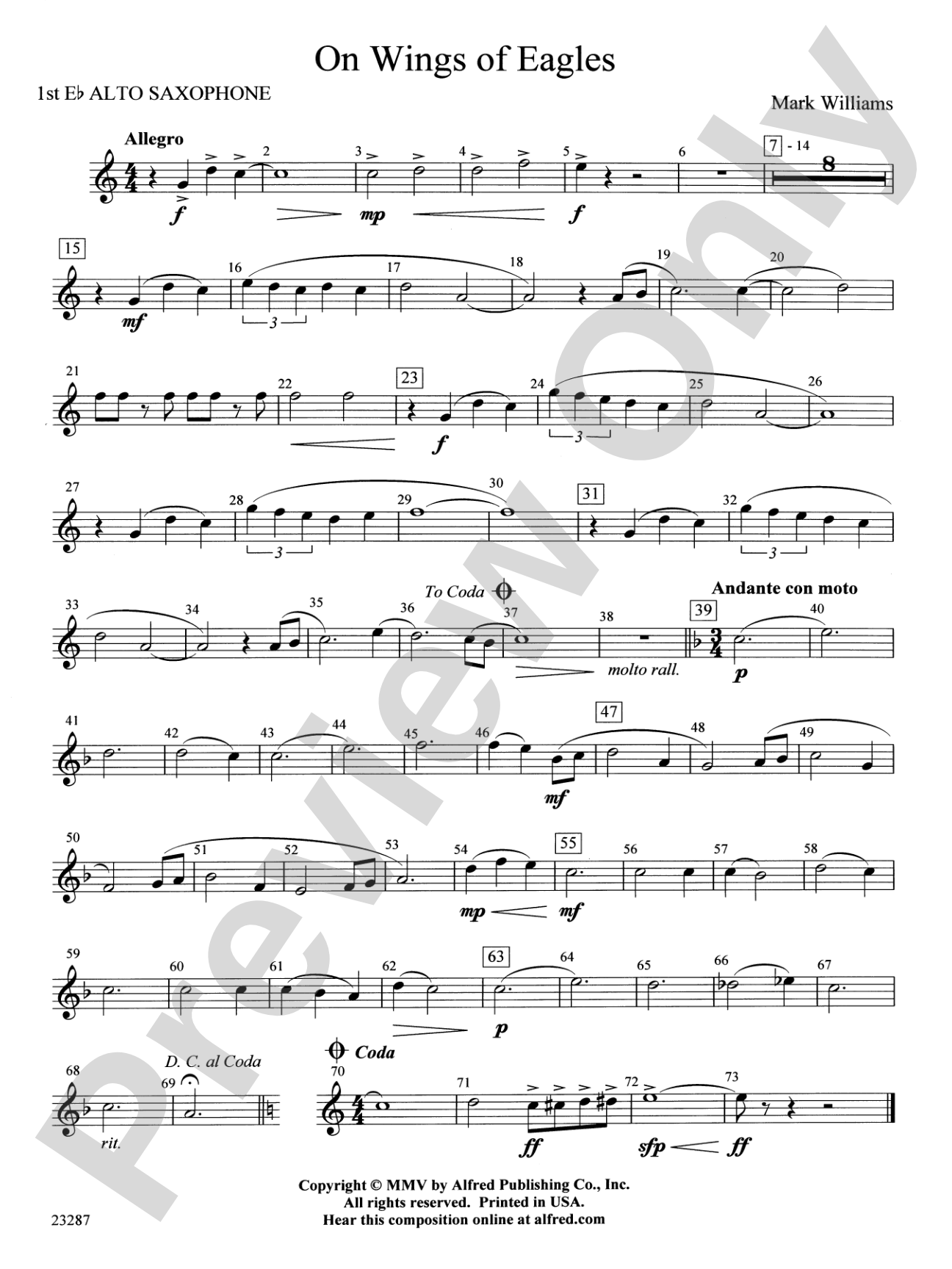 On Wings of Eagles: E-flat Alto Saxophone