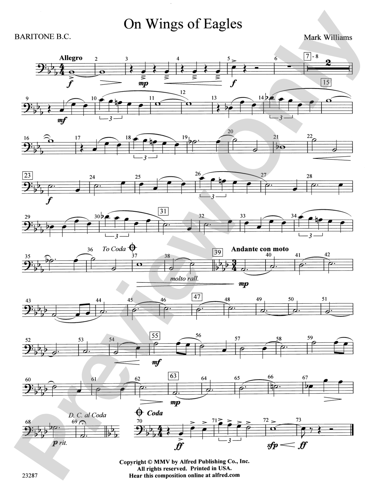 On Wings of Eagles: Baritone B.C.