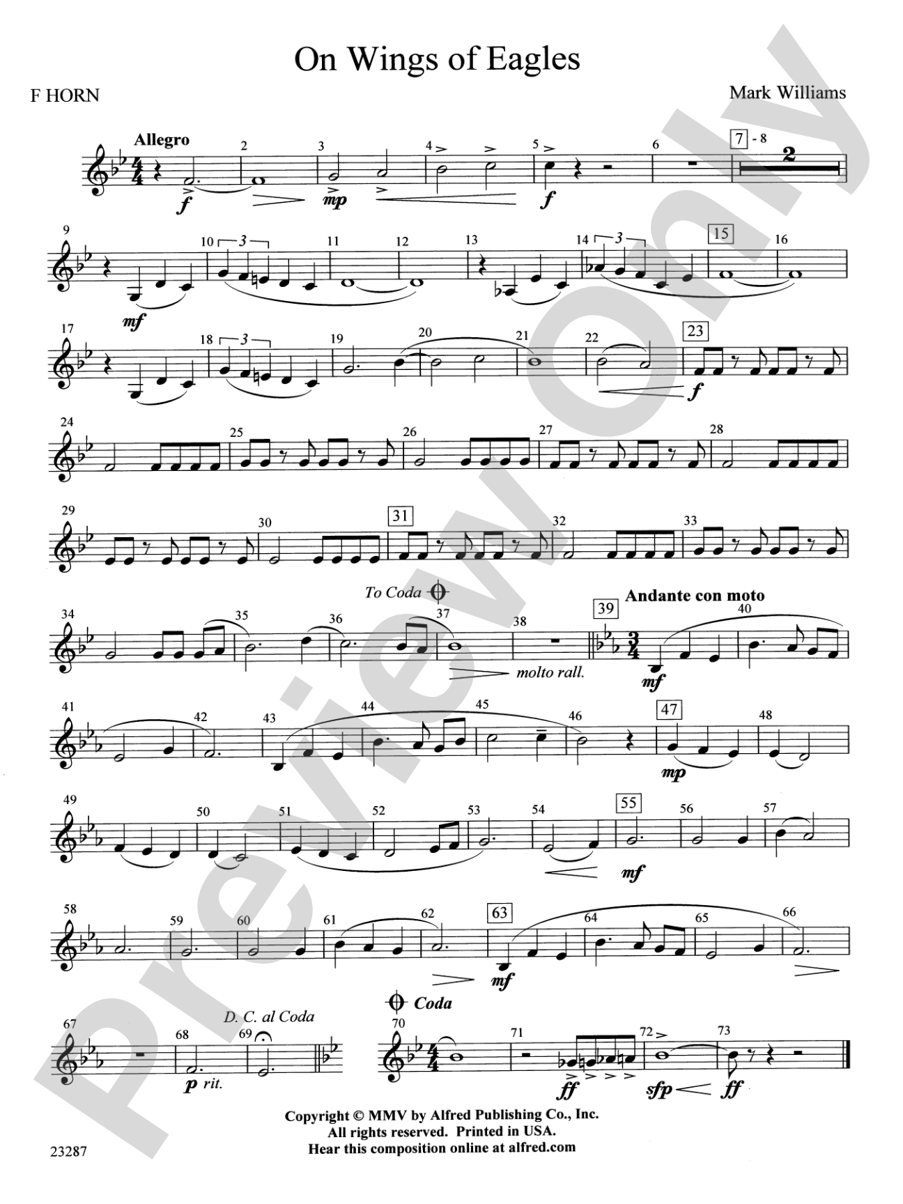 On Wings of Eagles: 1st F Horn