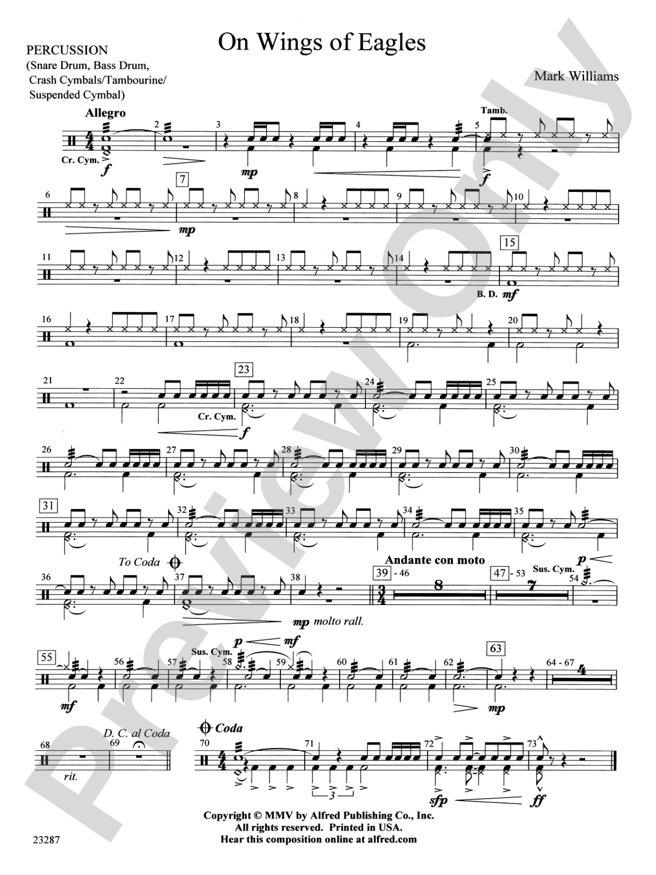 On Wings of Eagles: 1st Percussion