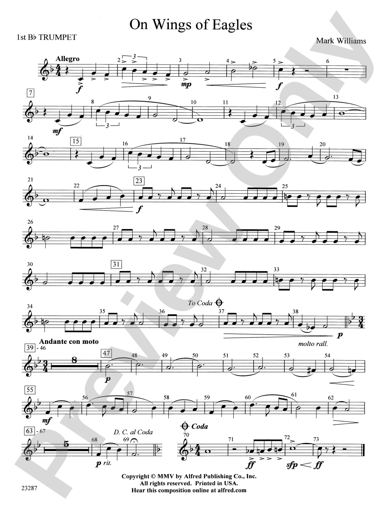 On Wings of Eagles: 1st B-flat Trumpet