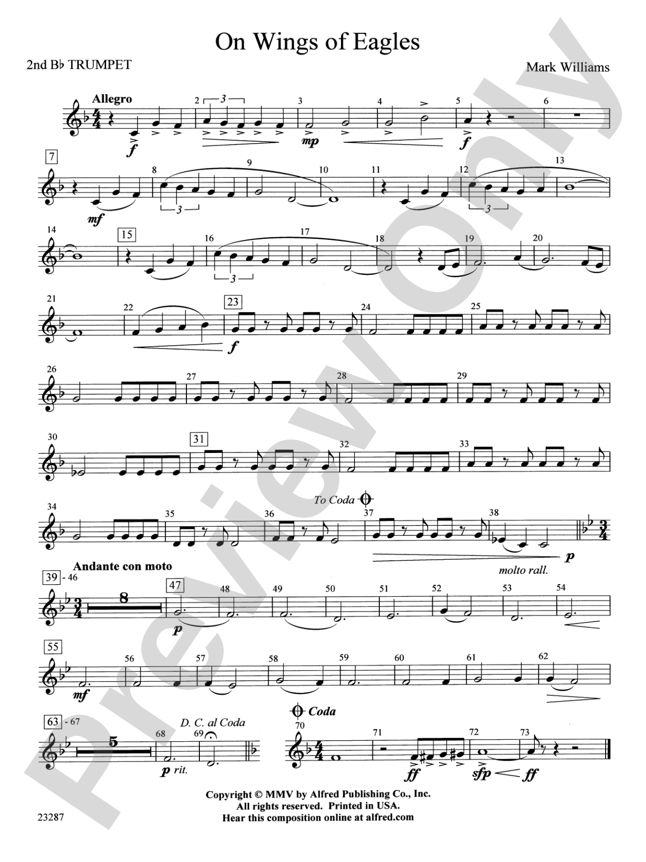 On Wings of Eagles: 2nd B-flat Trumpet