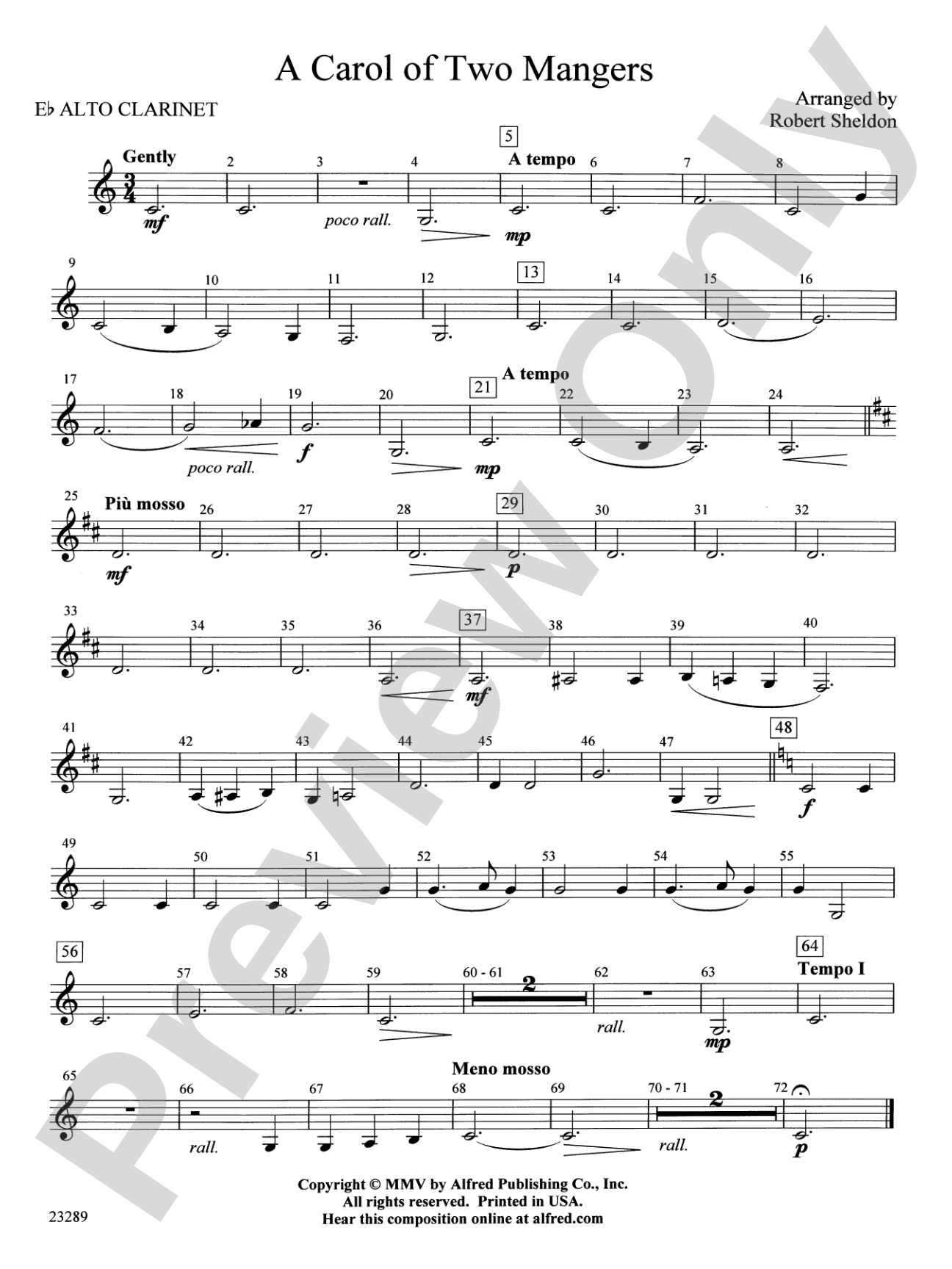 A Carol of Two Mangers: E-flat Alto Clarinet