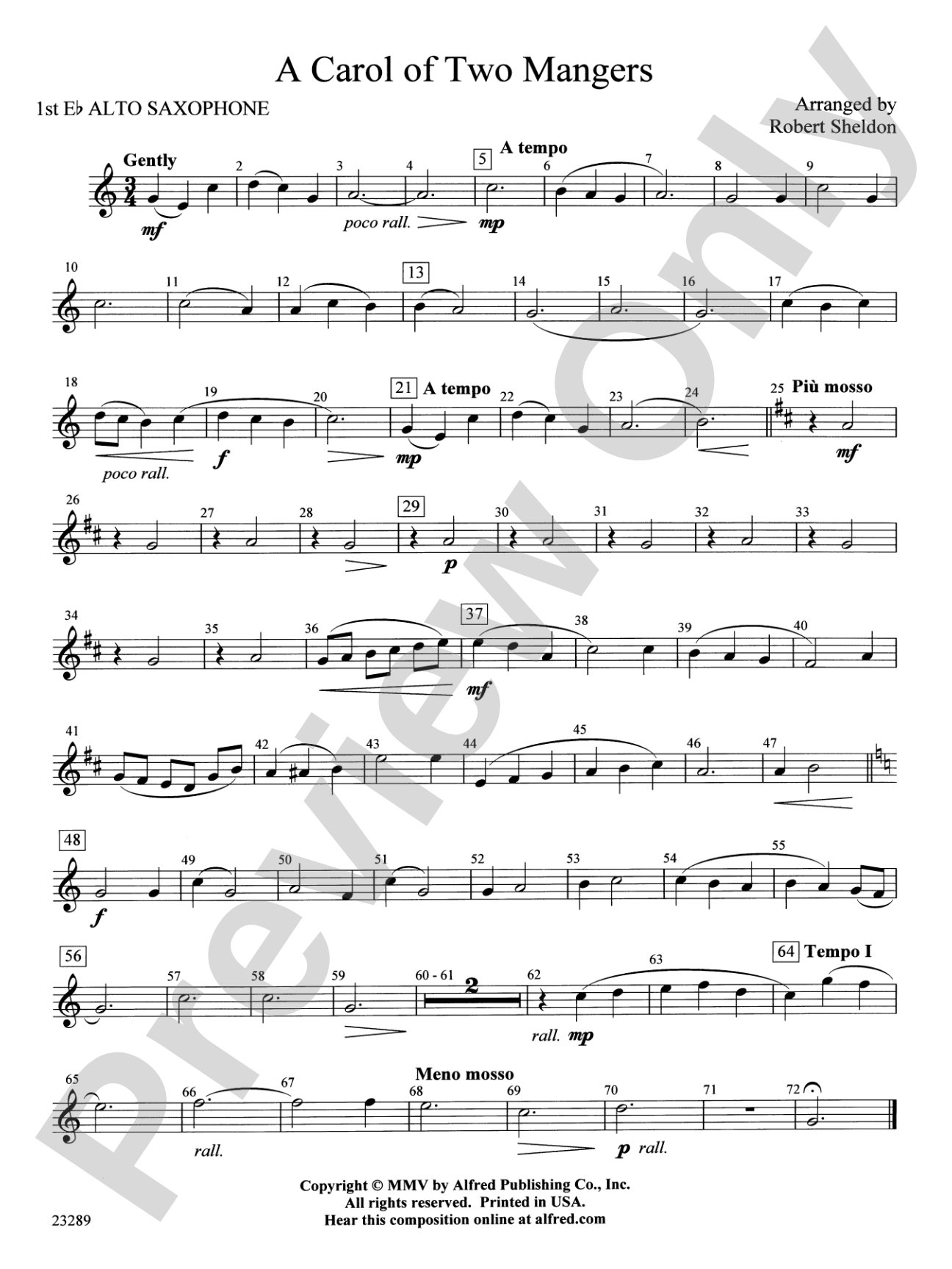 A Carol of Two Mangers: E-flat Alto Saxophone