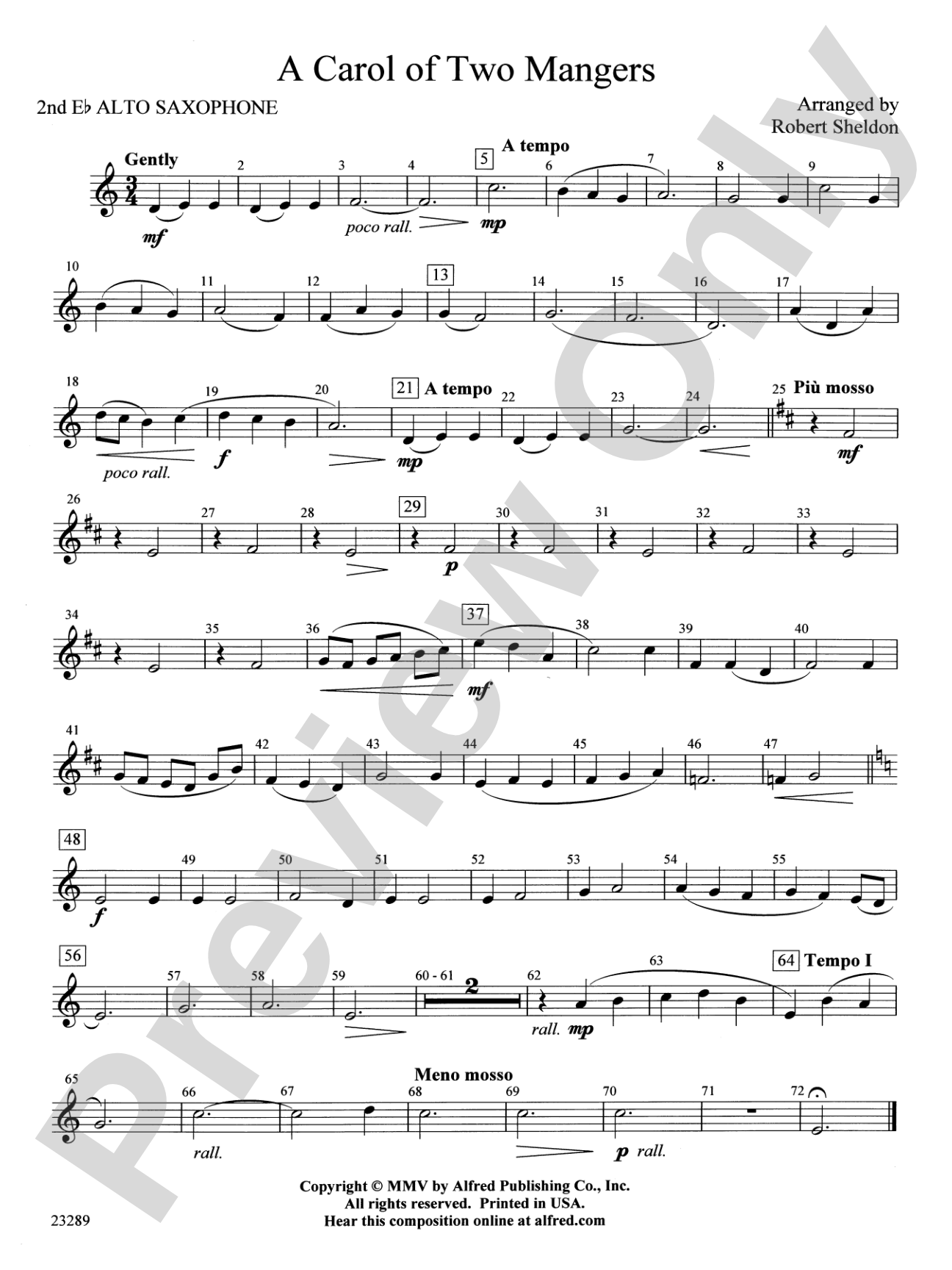 A Carol of Two Mangers: 2nd E-flat Alto Saxophone