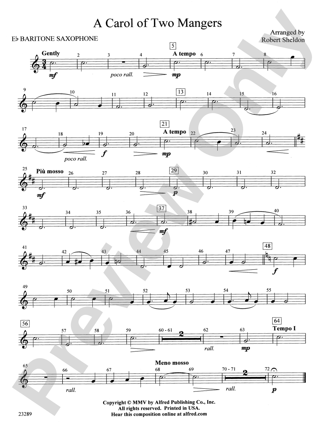 A Carol of Two Mangers: E-flat Baritone Saxophone
