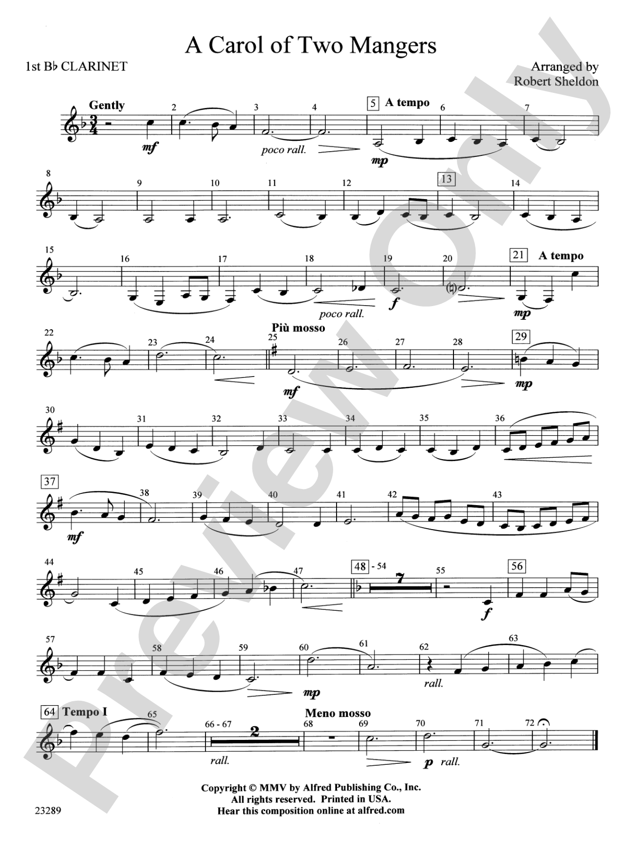 A Carol of Two Mangers: 1st B-flat Clarinet
