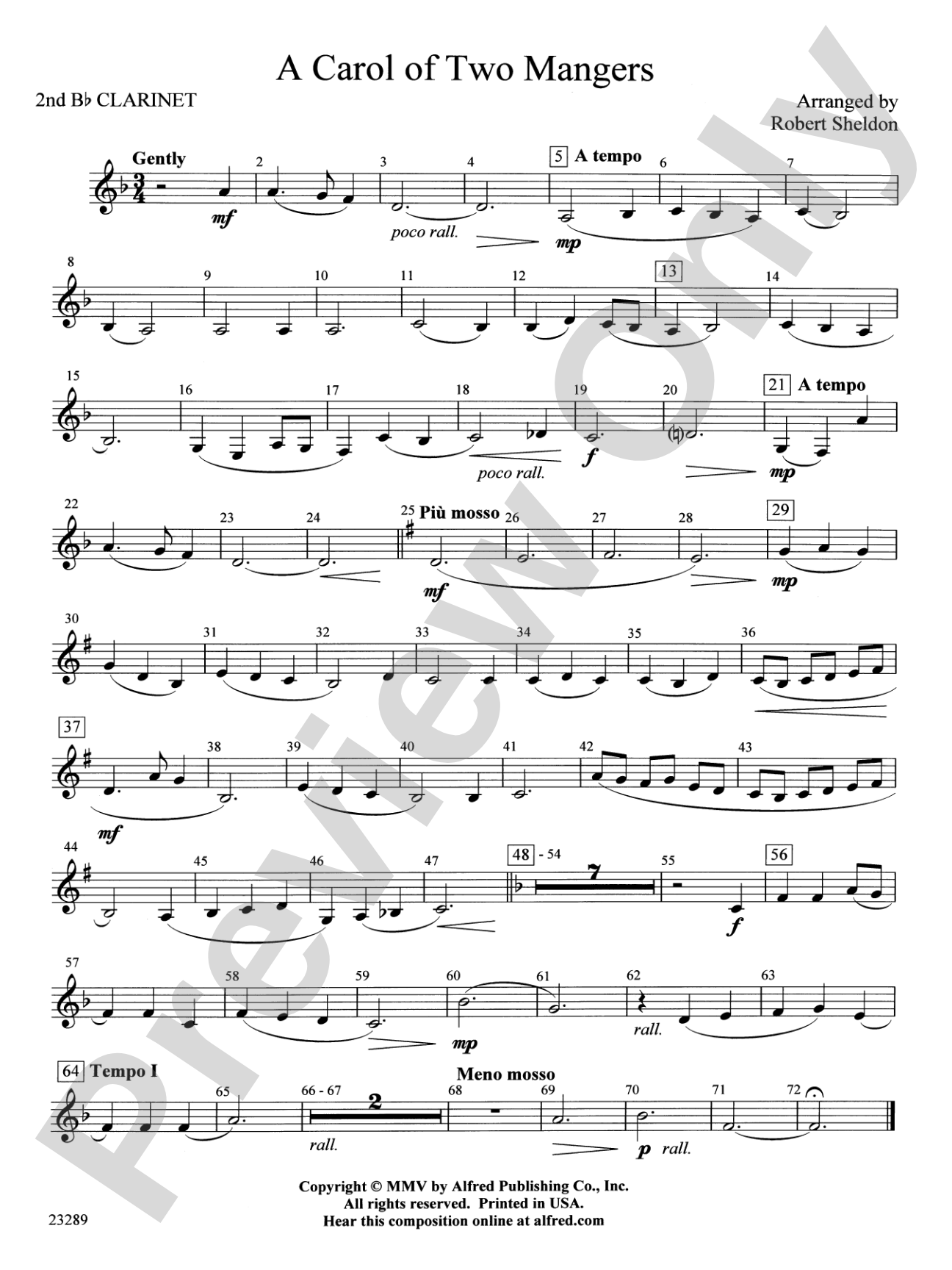 A Carol of Two Mangers: 2nd B-flat Clarinet